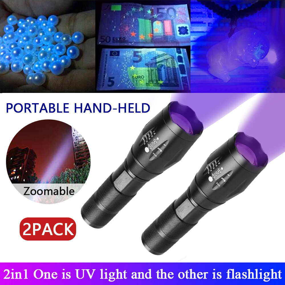 Lampe UV 395nm 250000lm zoom 2 en 1 inspection 2 paquets