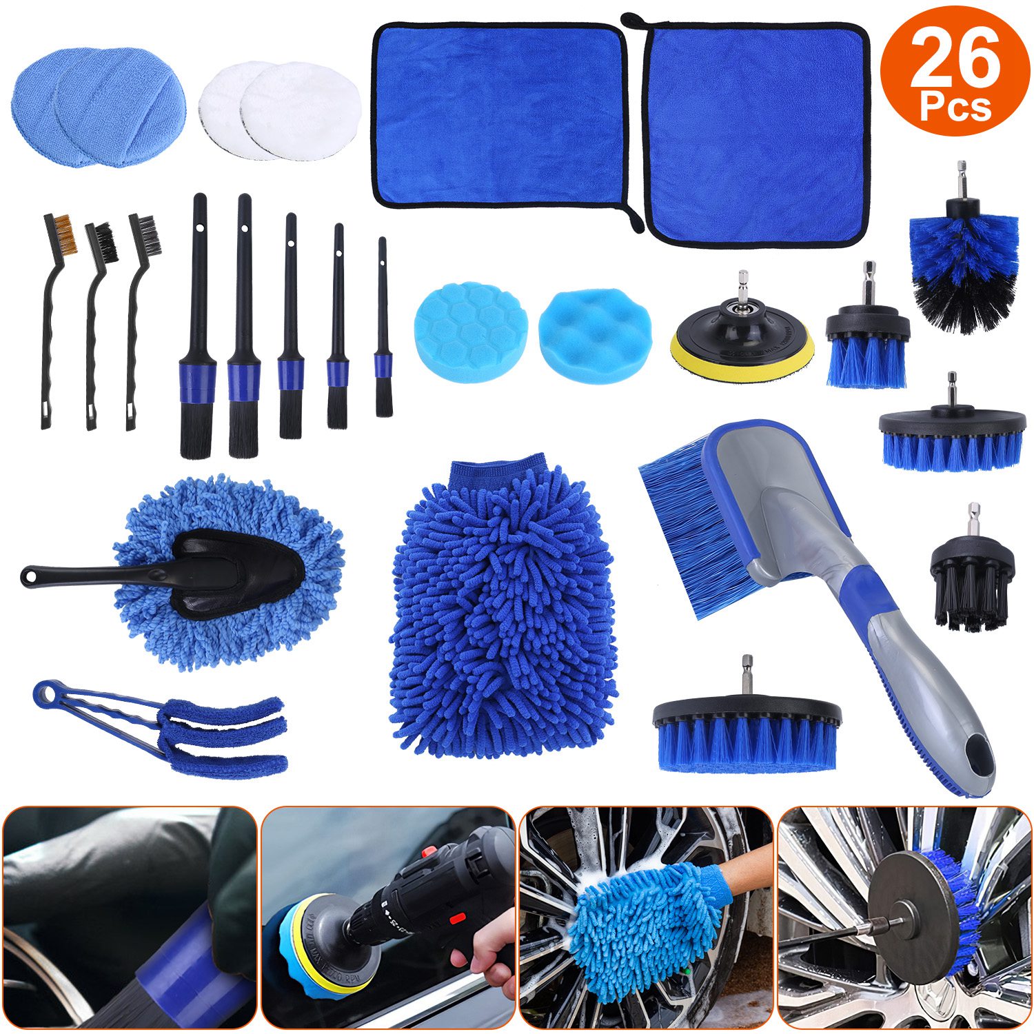 Ensemble de brossage détaillage auto 26 pcs