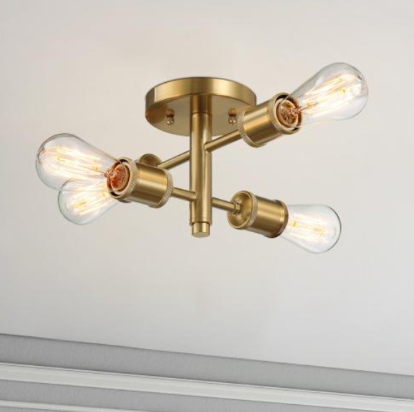 Luminaire semi-encastré 4 lumières rétro, 11po x 6.5po