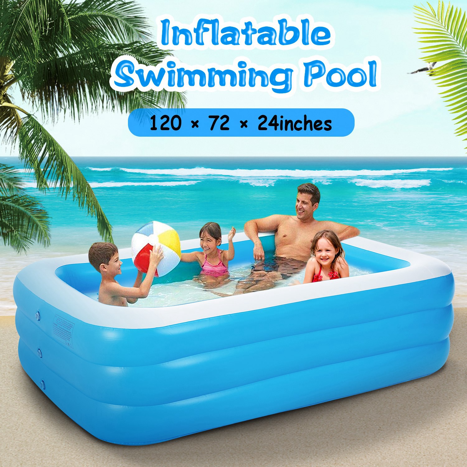 Piscine gonflable famille 120x72x24po, jeux enfants, récréation