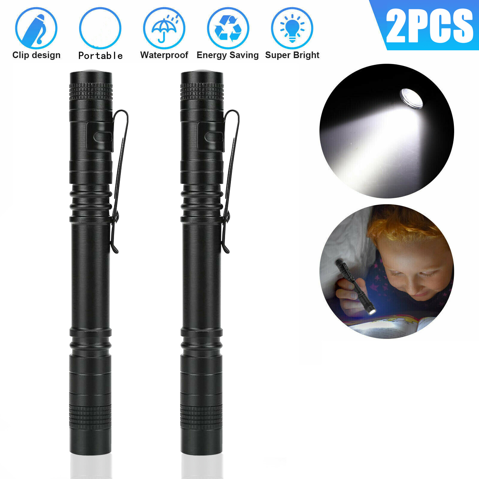Lampe torche LED tactique mini, stylo lumière super brillante travail
