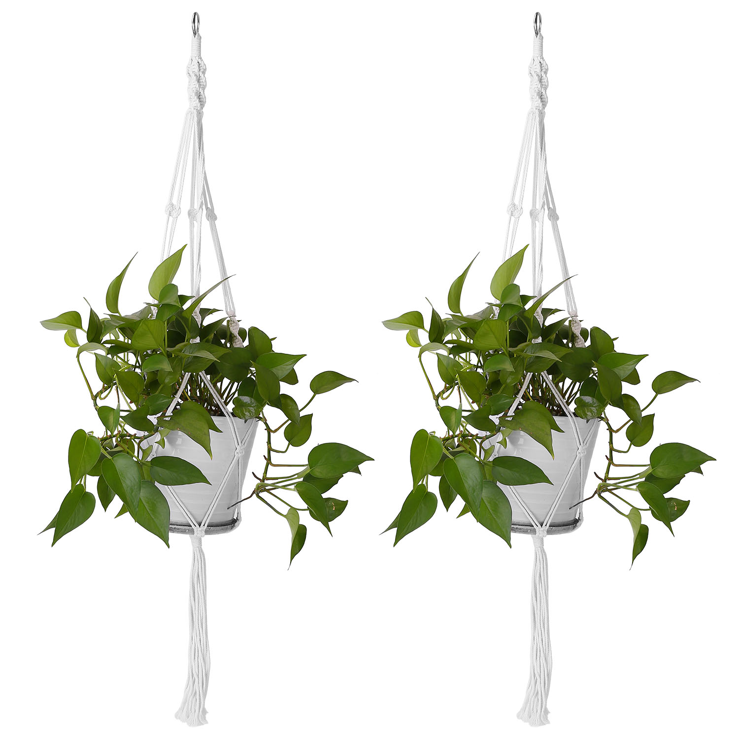 2x Suspension plantes macramé coton 40 po - Pot rond carré