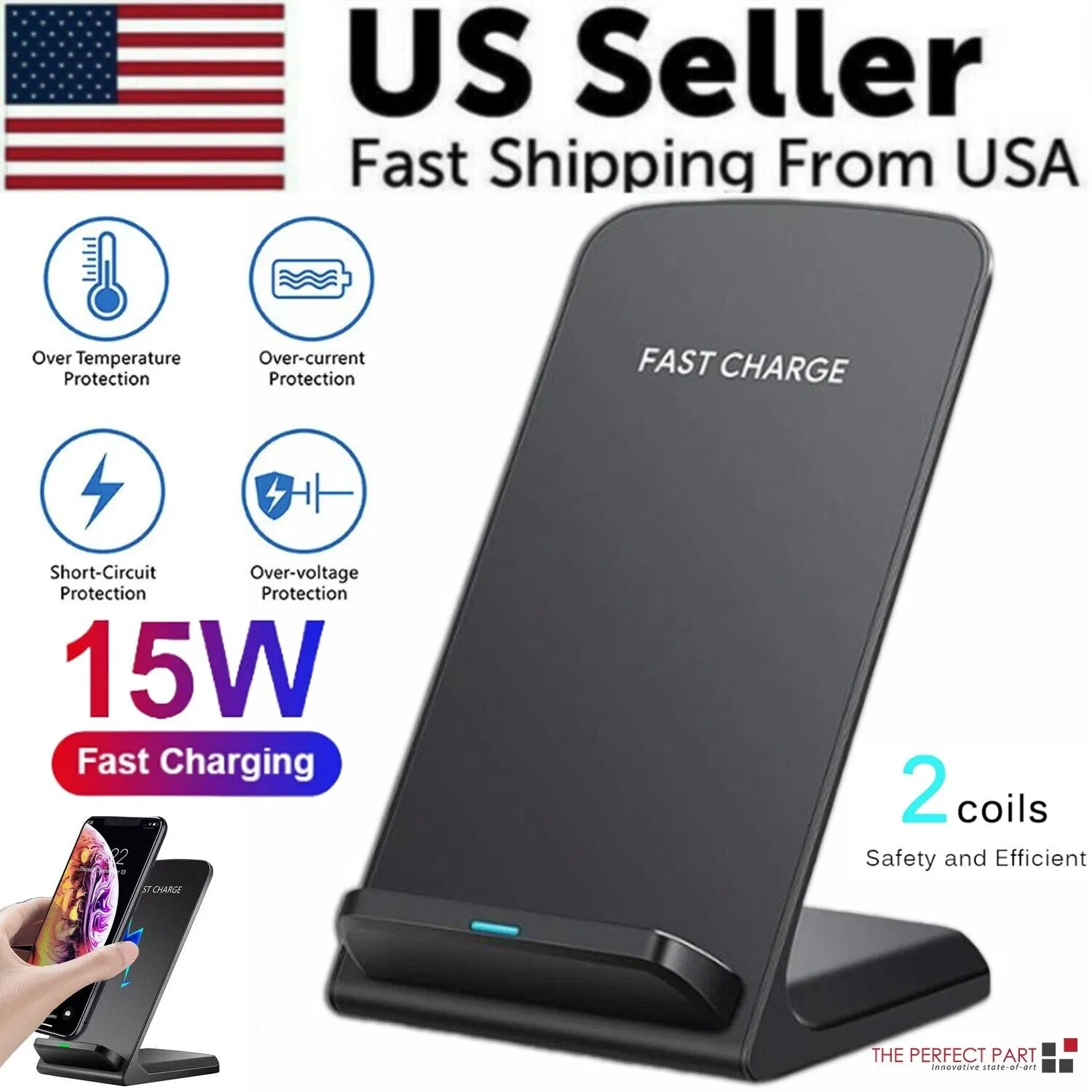 Chargeur sans fil Qi rapide Galaxy téléphone