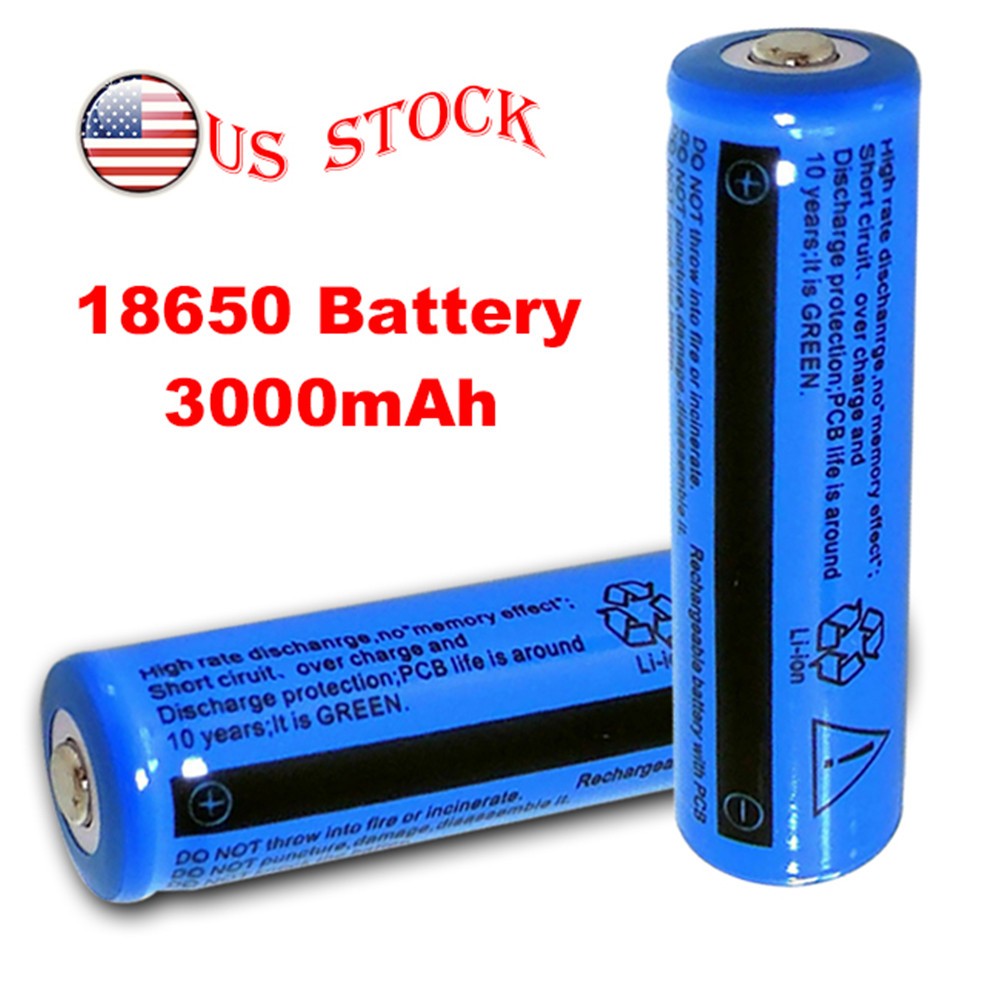 2 batteries Li-ion 3.7V 3000mAh 18650 lampe torche