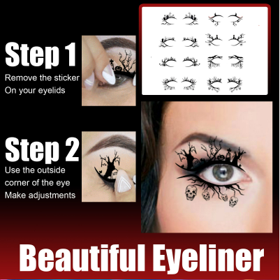 Halloween eye-liner patch maquillage chauve-souris araignée