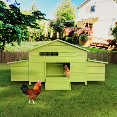 Poulailler bois 11,12 pi, 2 portes, 2 nids, perchoir, gris