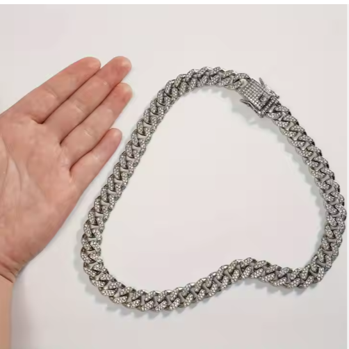 Chaîne alliage chien luxe strass, argent