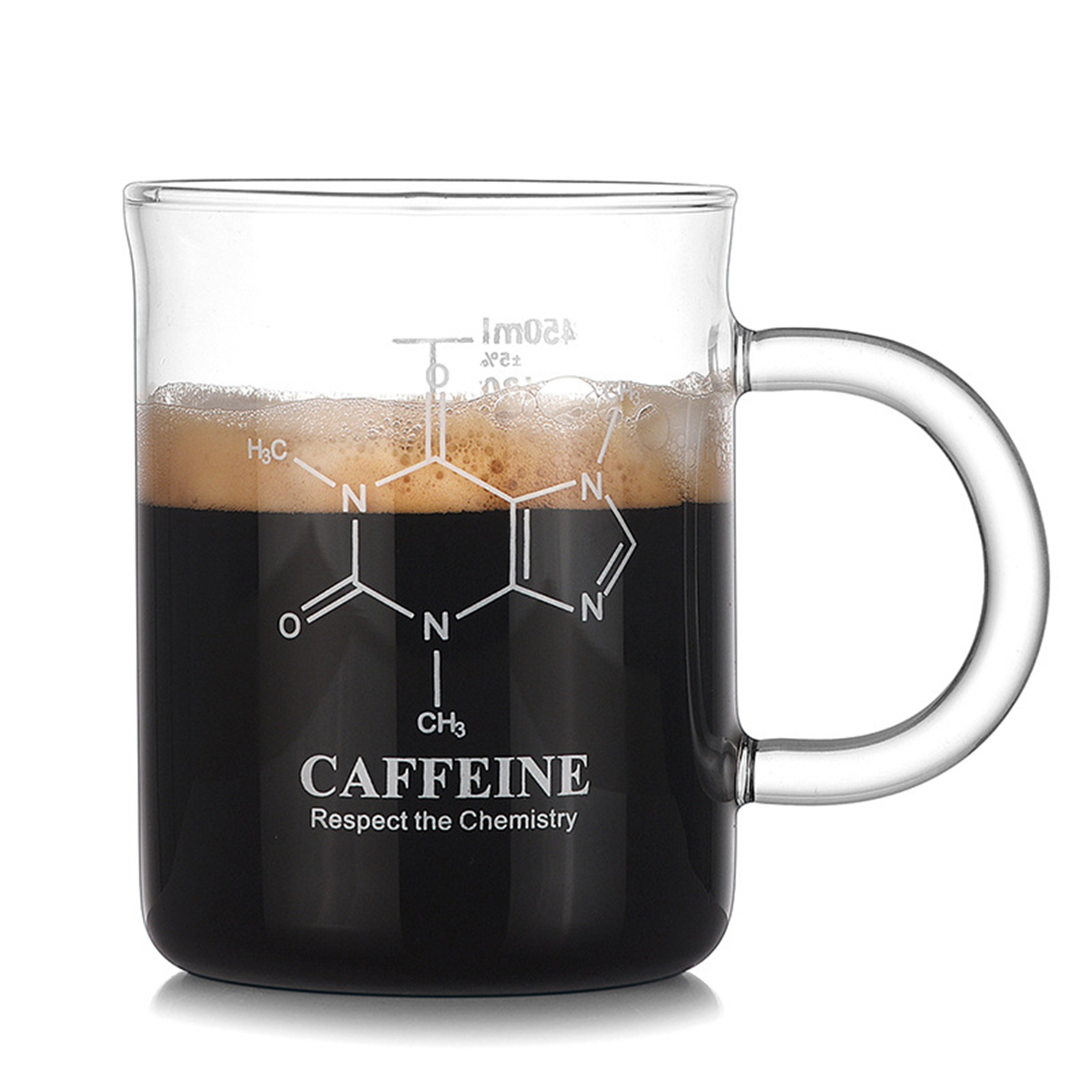 Tasse café verre borosilicate 1pc, tasse partage échelle identification