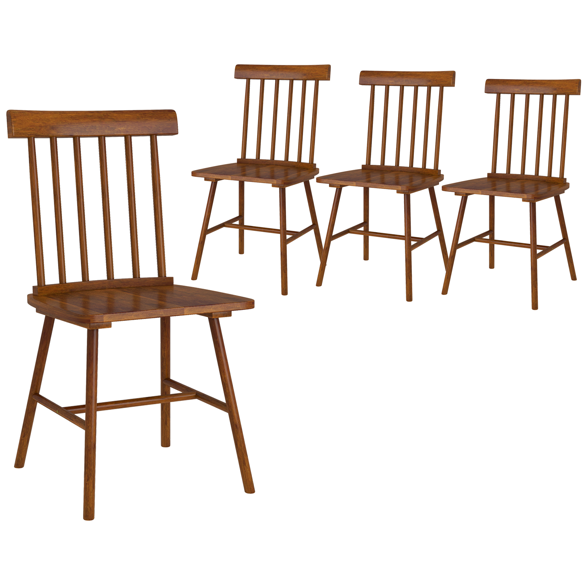 Chaise salle à manger bois, dossier fuseaux, brun clair