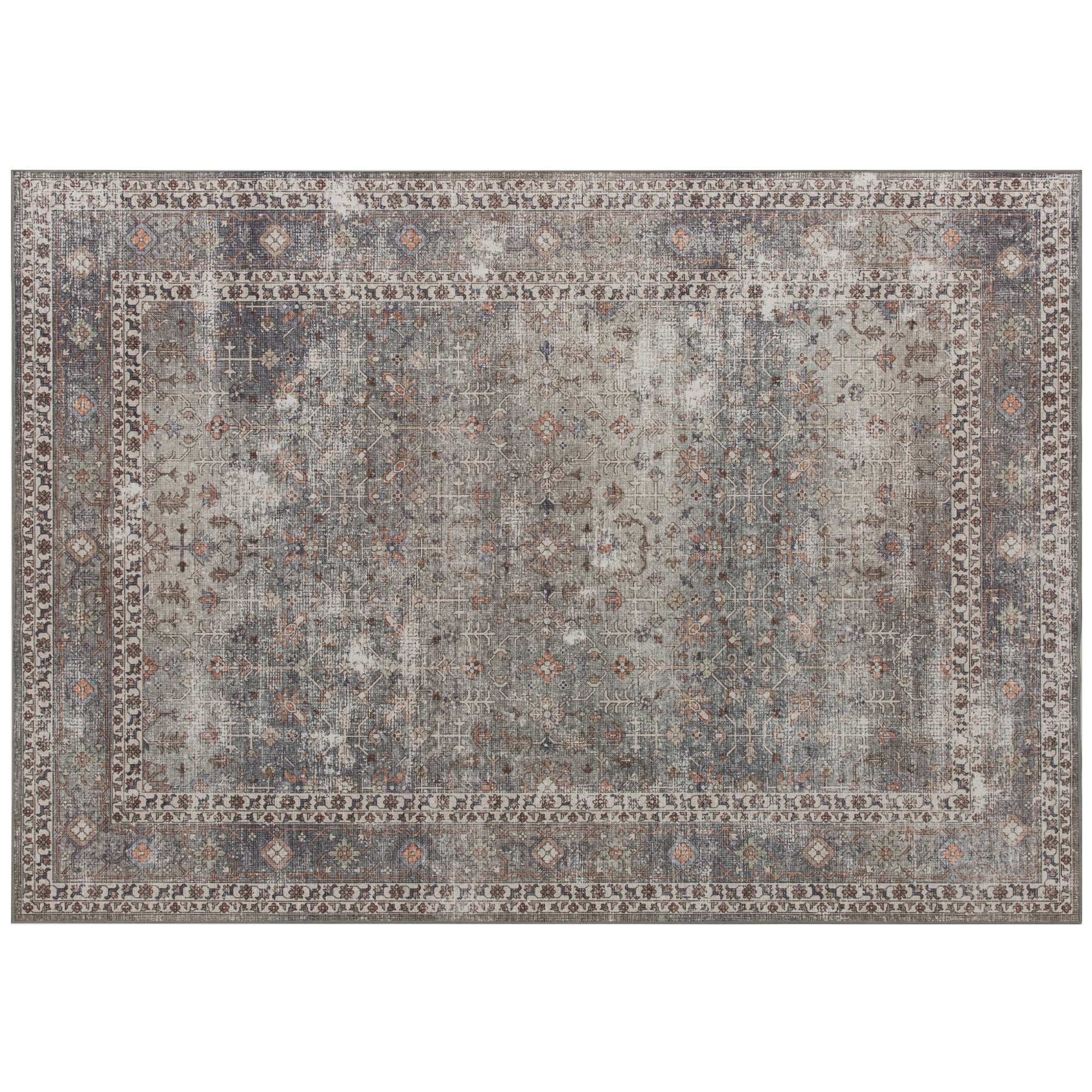 Tapis 4x6 lavable antidérapant, tapis traditionnel pliant, brun mélangé