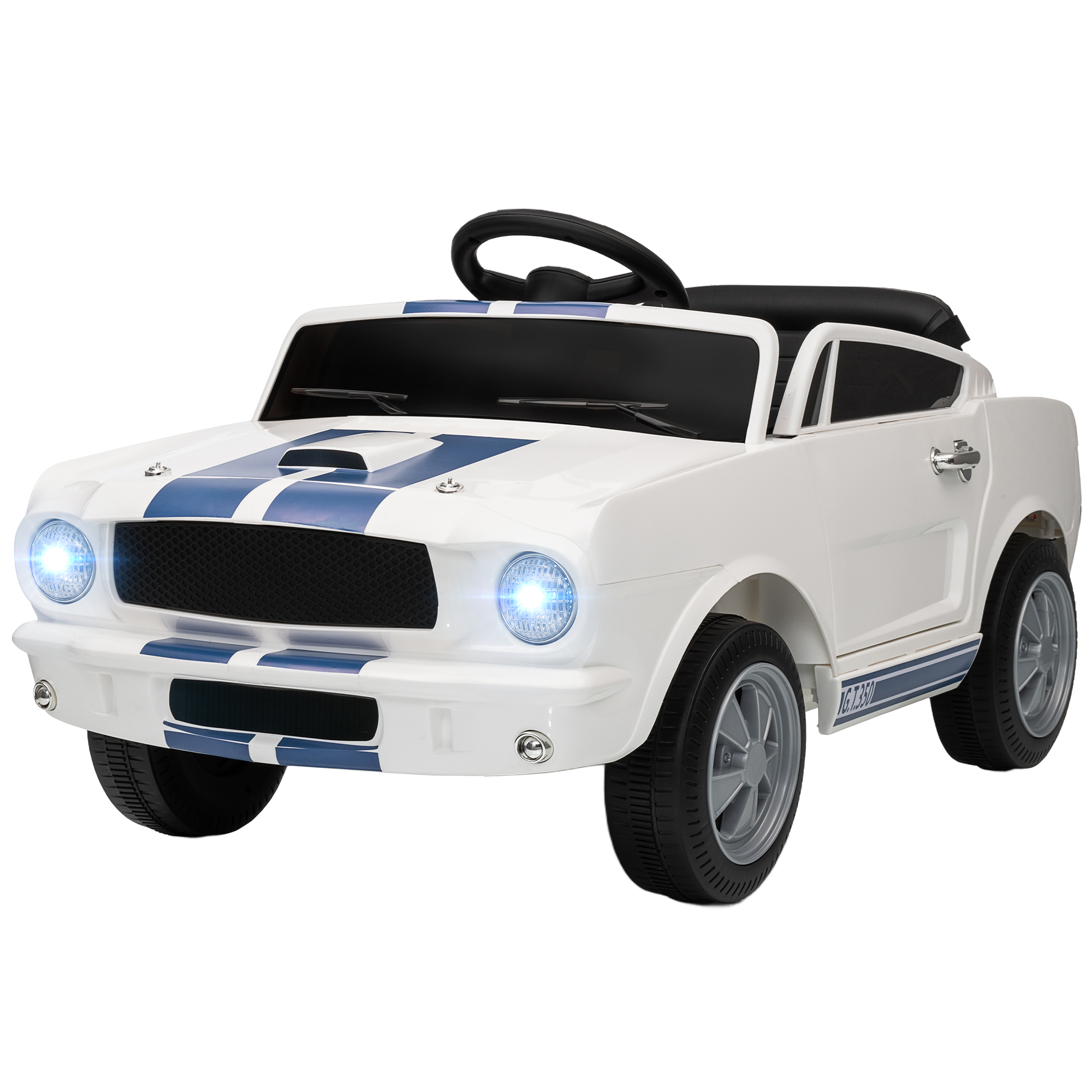 Auto enfant télécommandée, vitesse variable, MP3, DEL, blanc