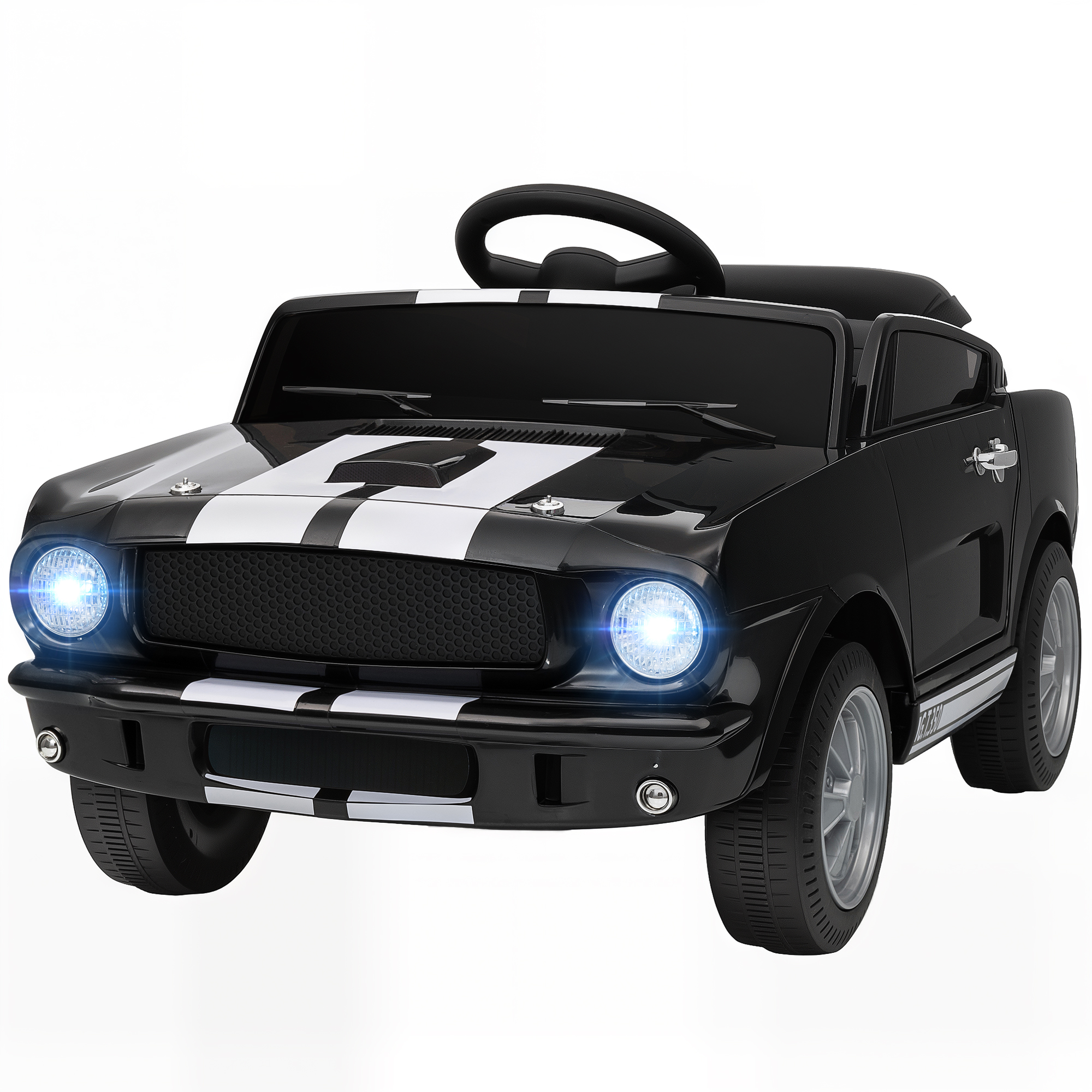 Auto enfant télécommandée, vitesse variable, MP3, DEL, noir