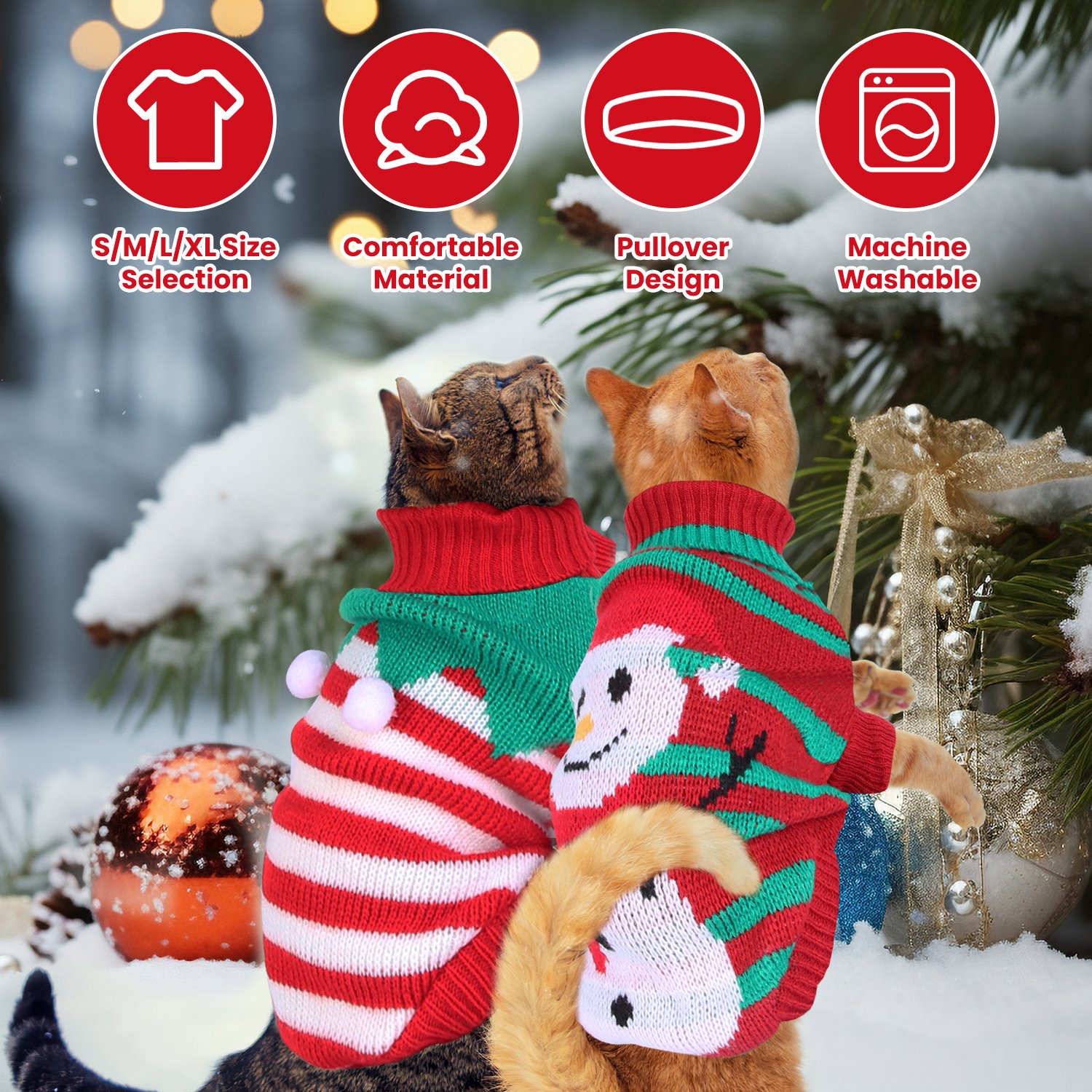 1 chandail Noël roulé chat/chien, costume hiver motifs