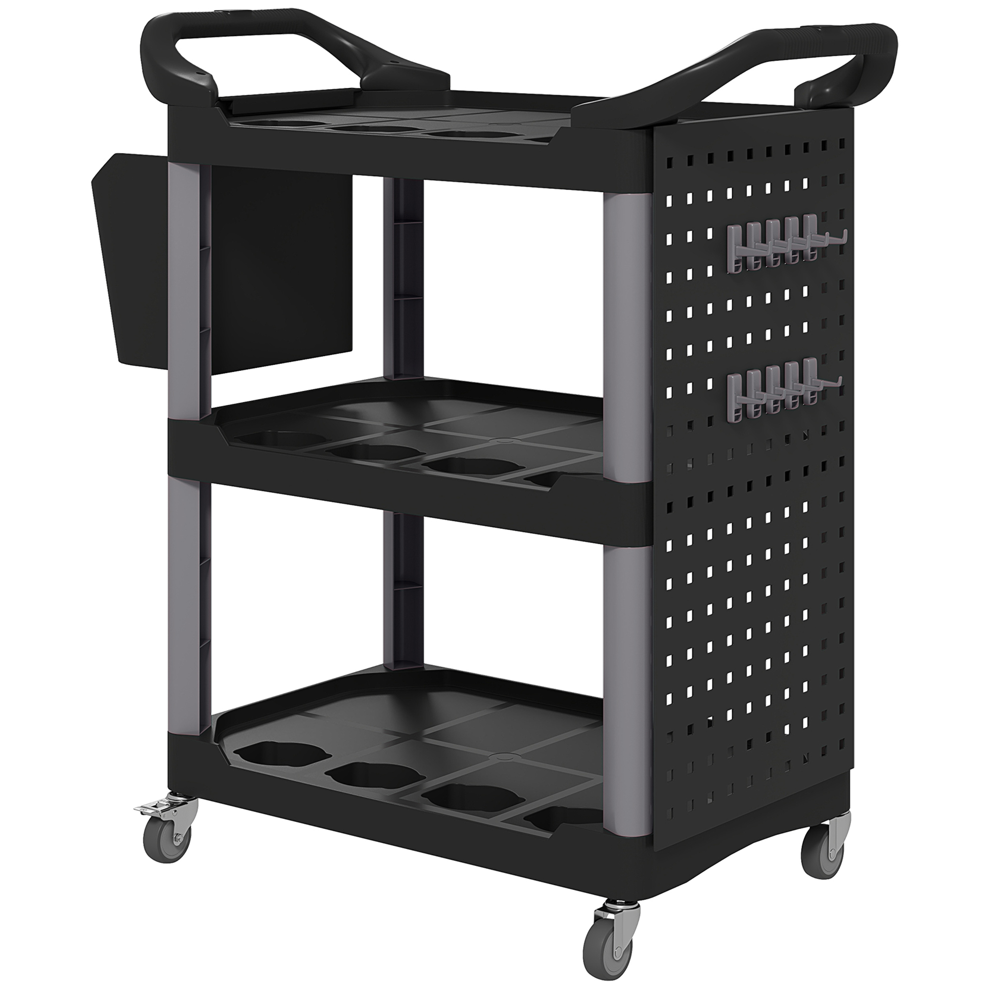 Chariot outils 3 étages 200 lb plastique gris clair noir