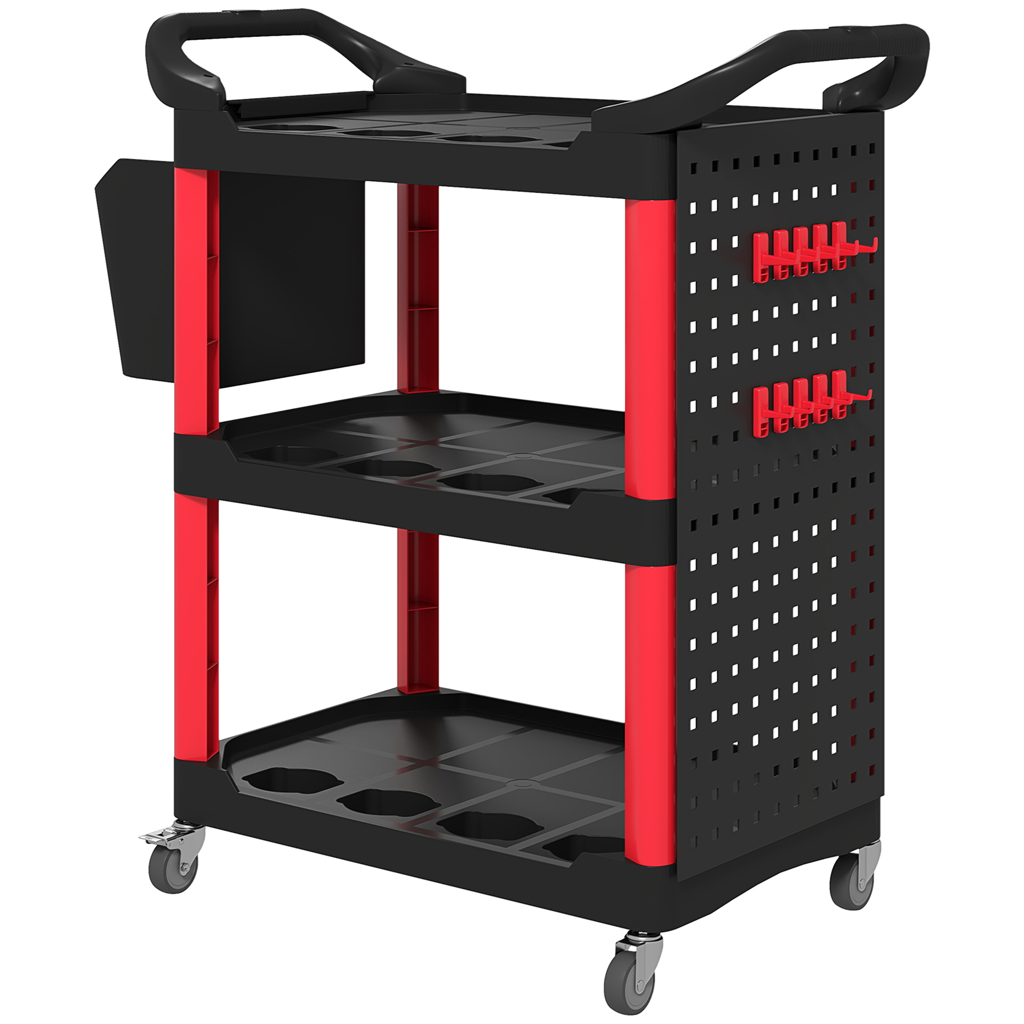 Chariot outil roulant 3 niveaux noir rouge 200 lbs