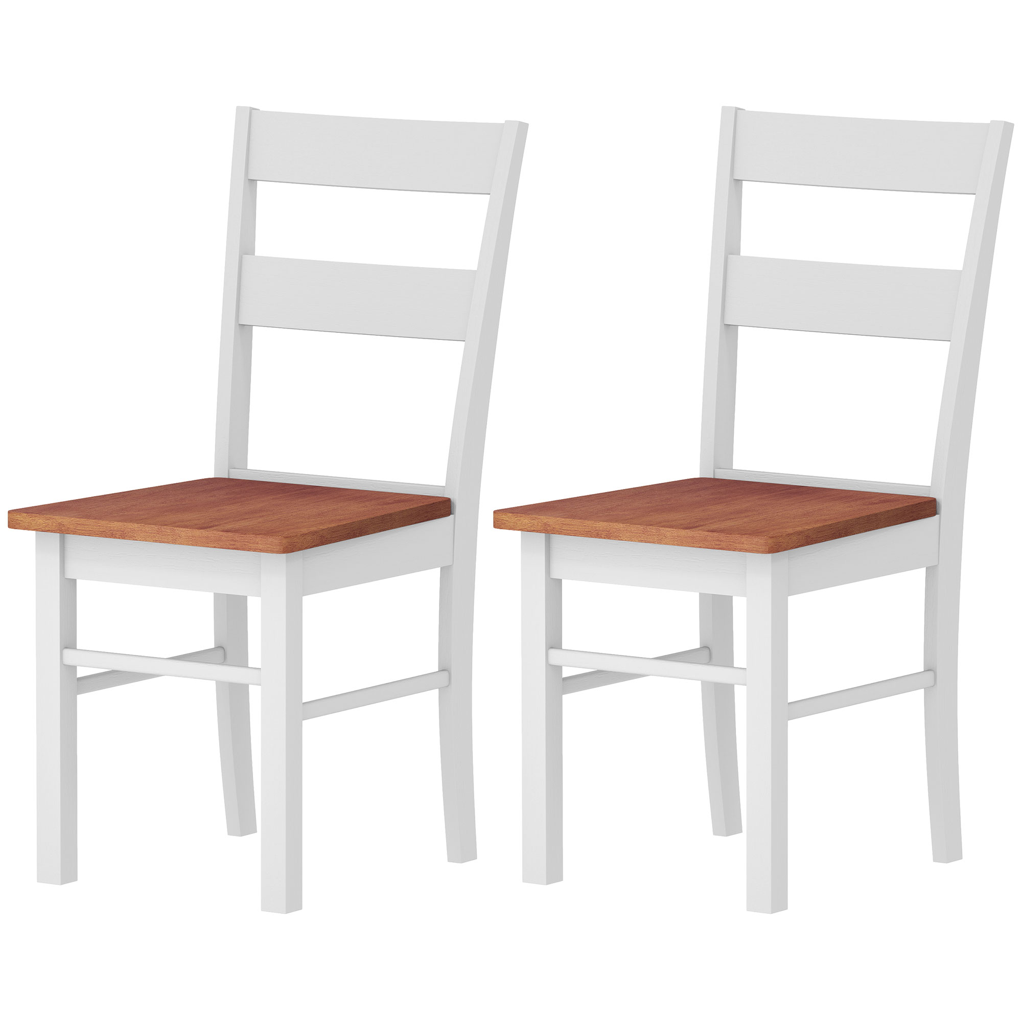 Ensemble 2 chaises table ferme bois caoutchouc, dossier ouvert