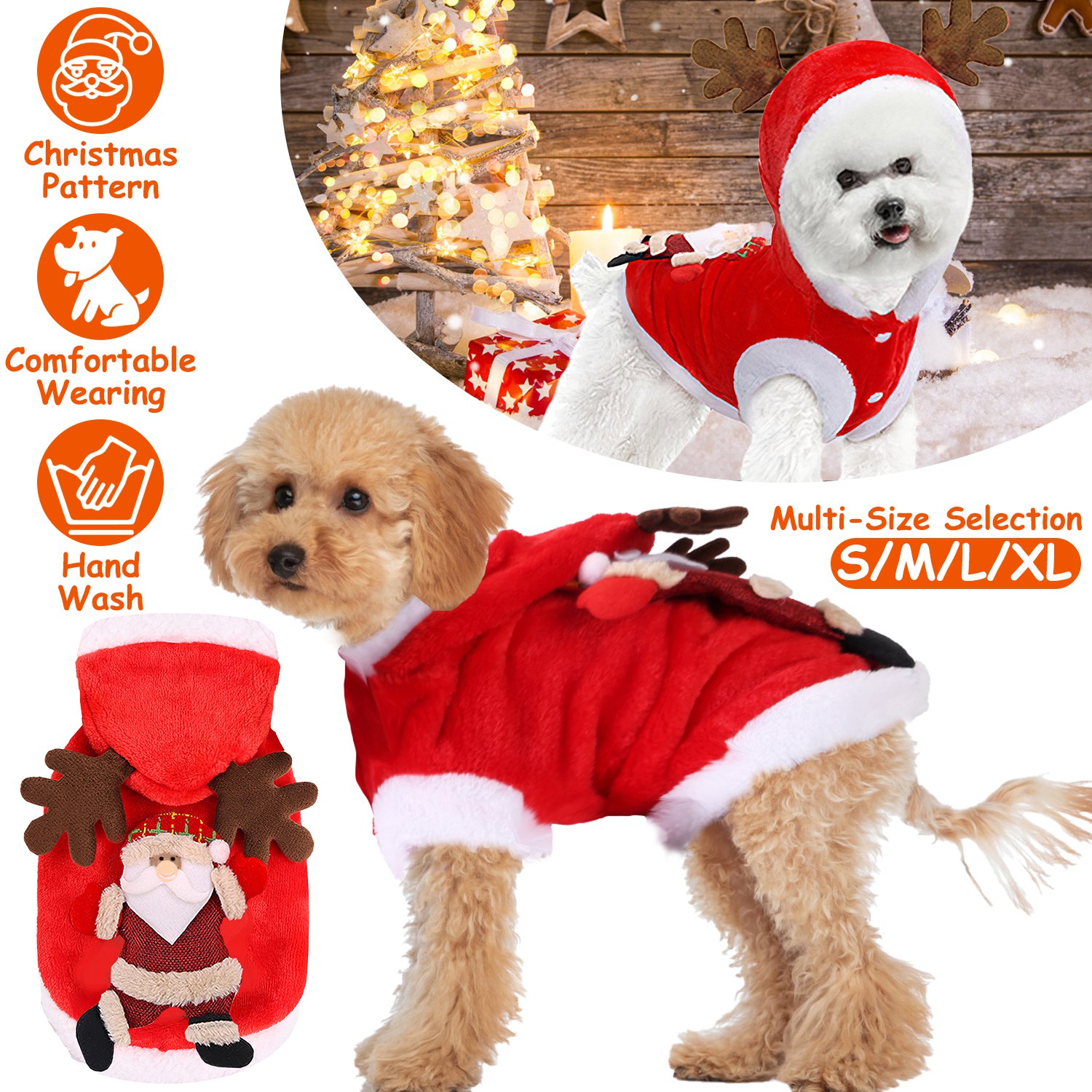 Costume Noël Père Noël/rennes pour petit/moyen chien