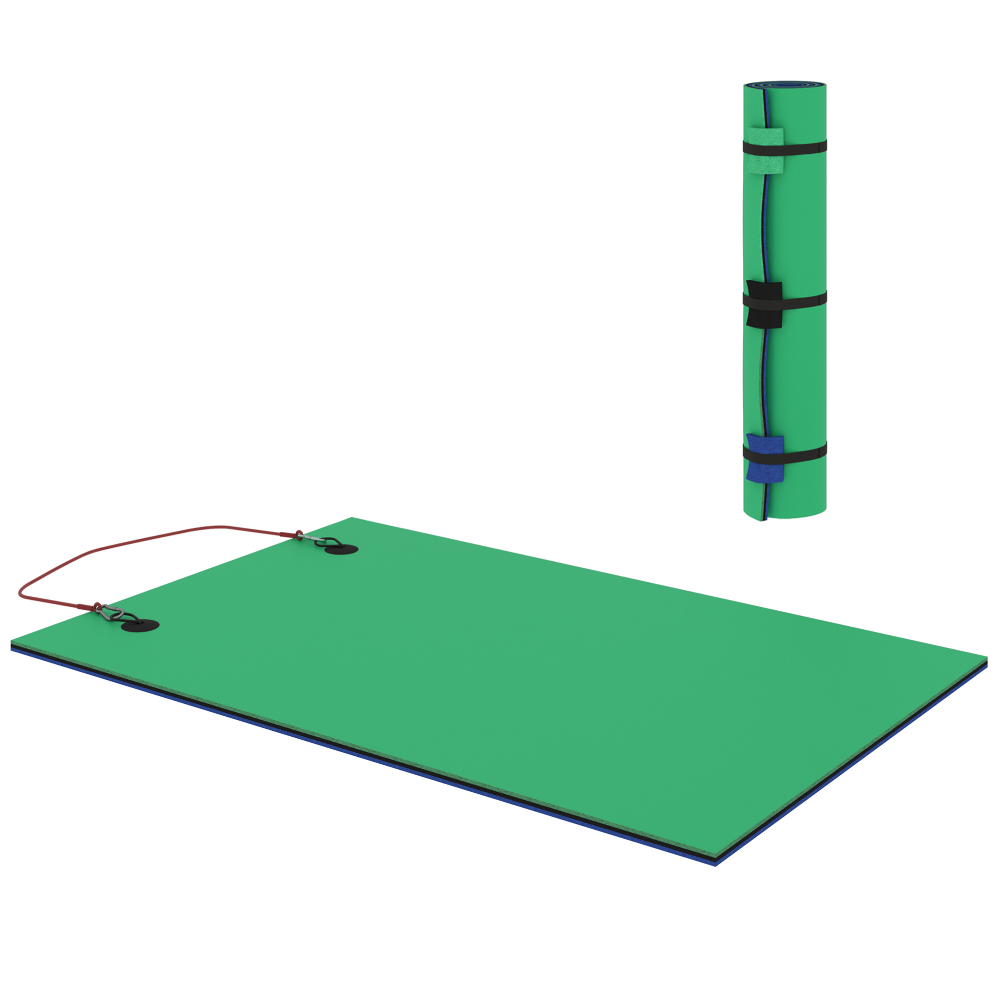 Tapis flottant 9 x 6, 2 adultes, vert
