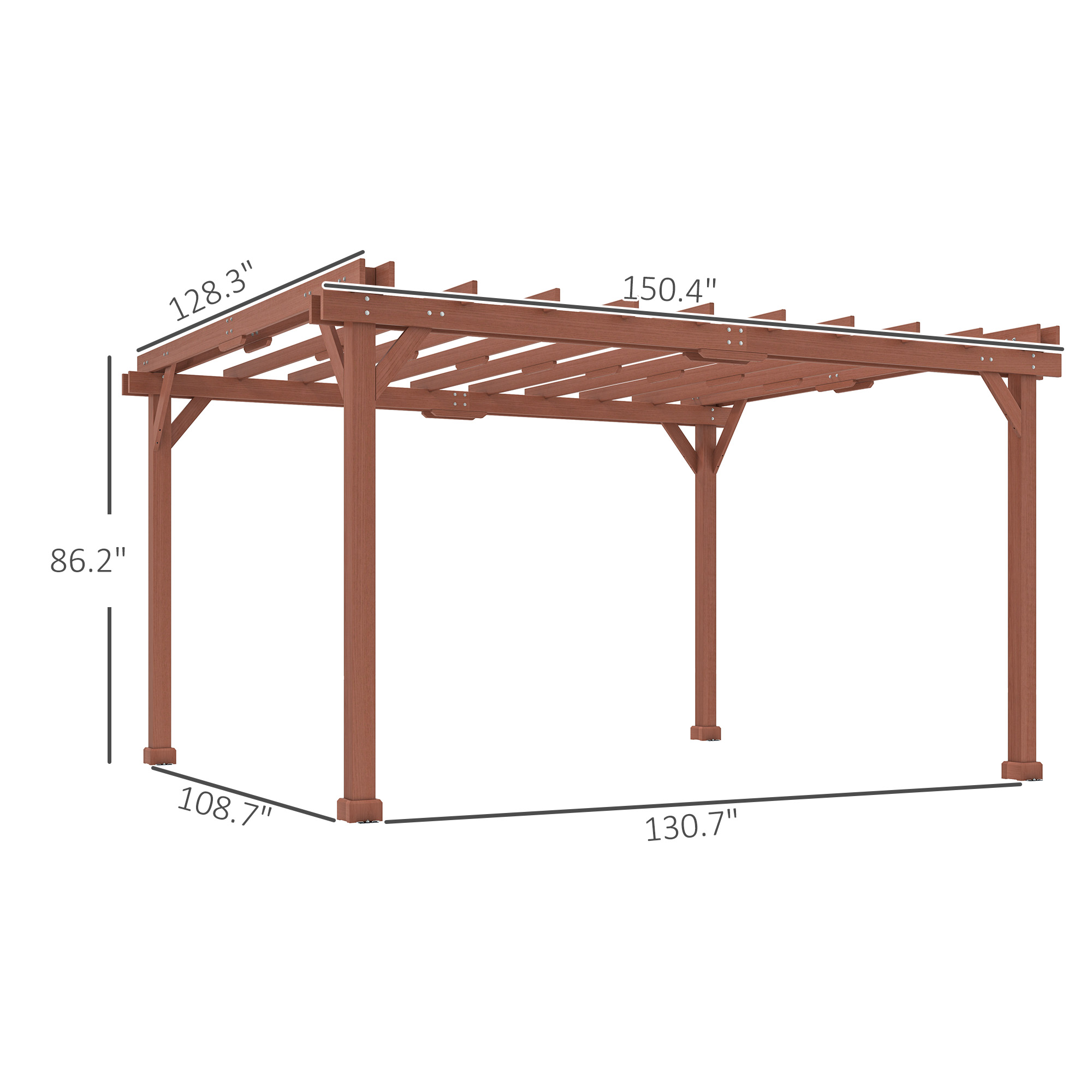 Pergola bois extérieur 11 x 12,5 po avec treille