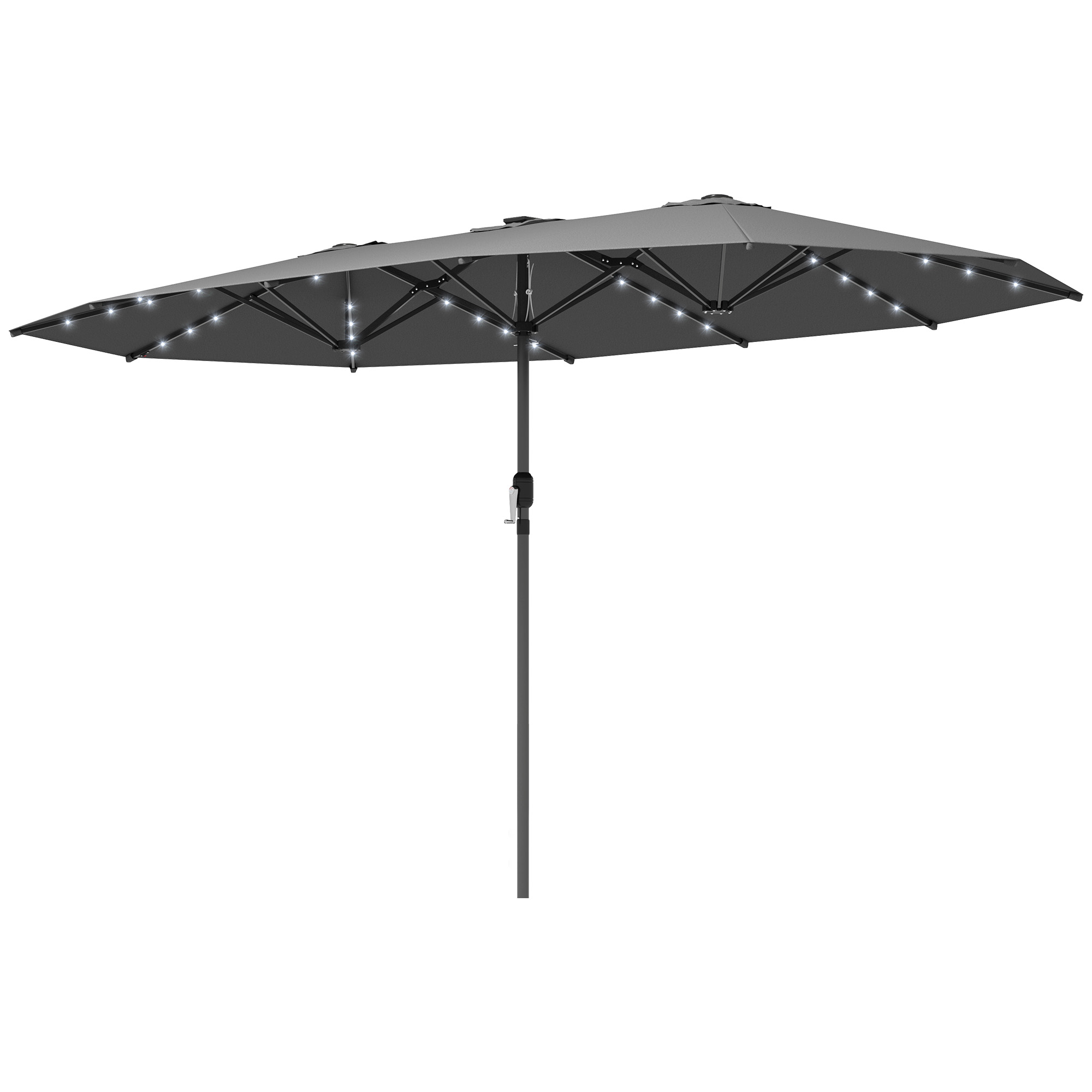 Parasol de jardin double face LED solaires, gris