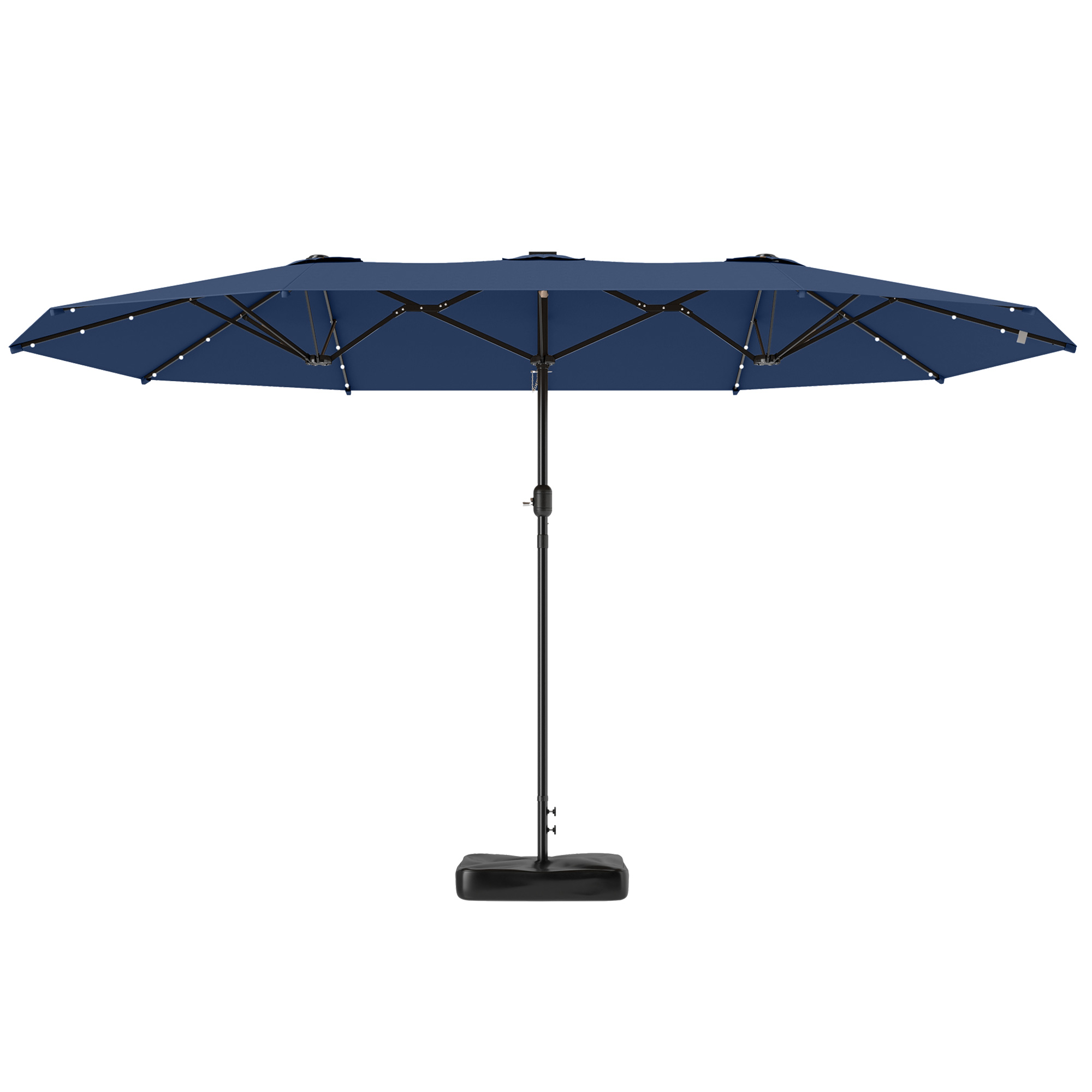 Parasol jardin 14,4 pi double face LED solaire bleu