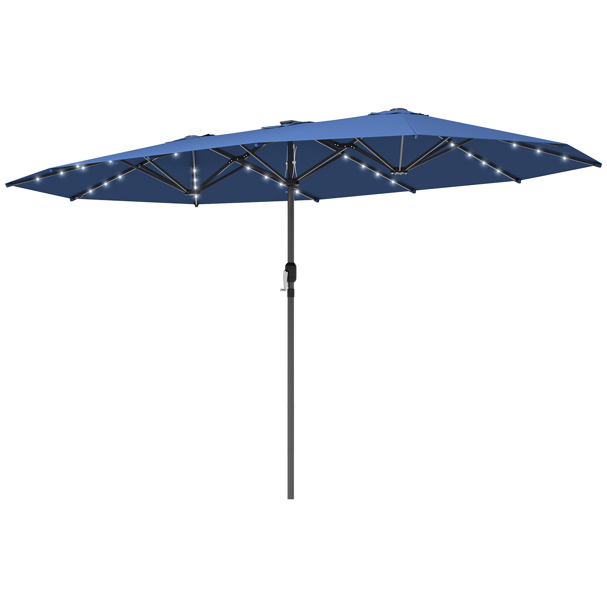 Parasol jardin double face LED solaire bleu