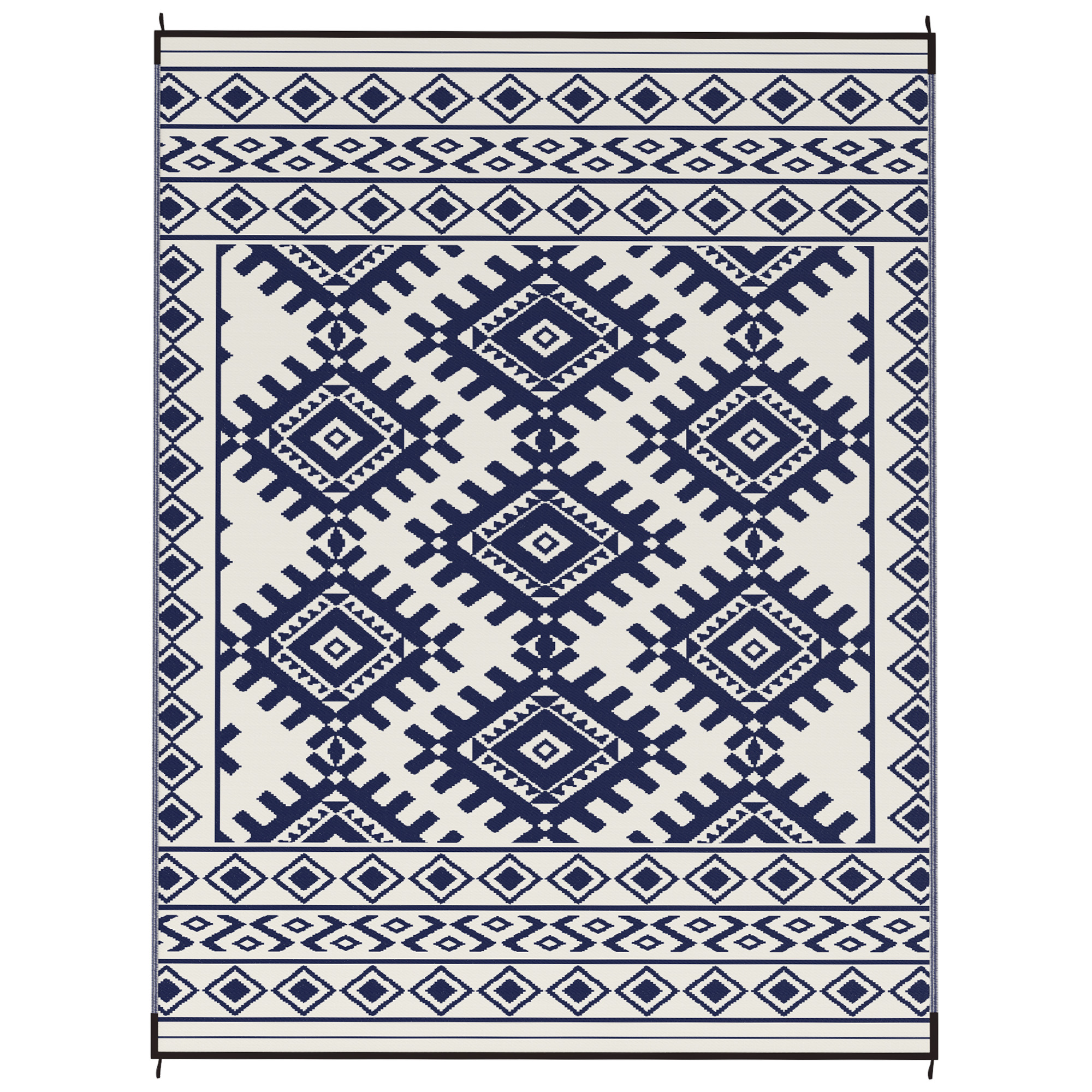 Tapis extérieur réversible 9x12 bleu blanc