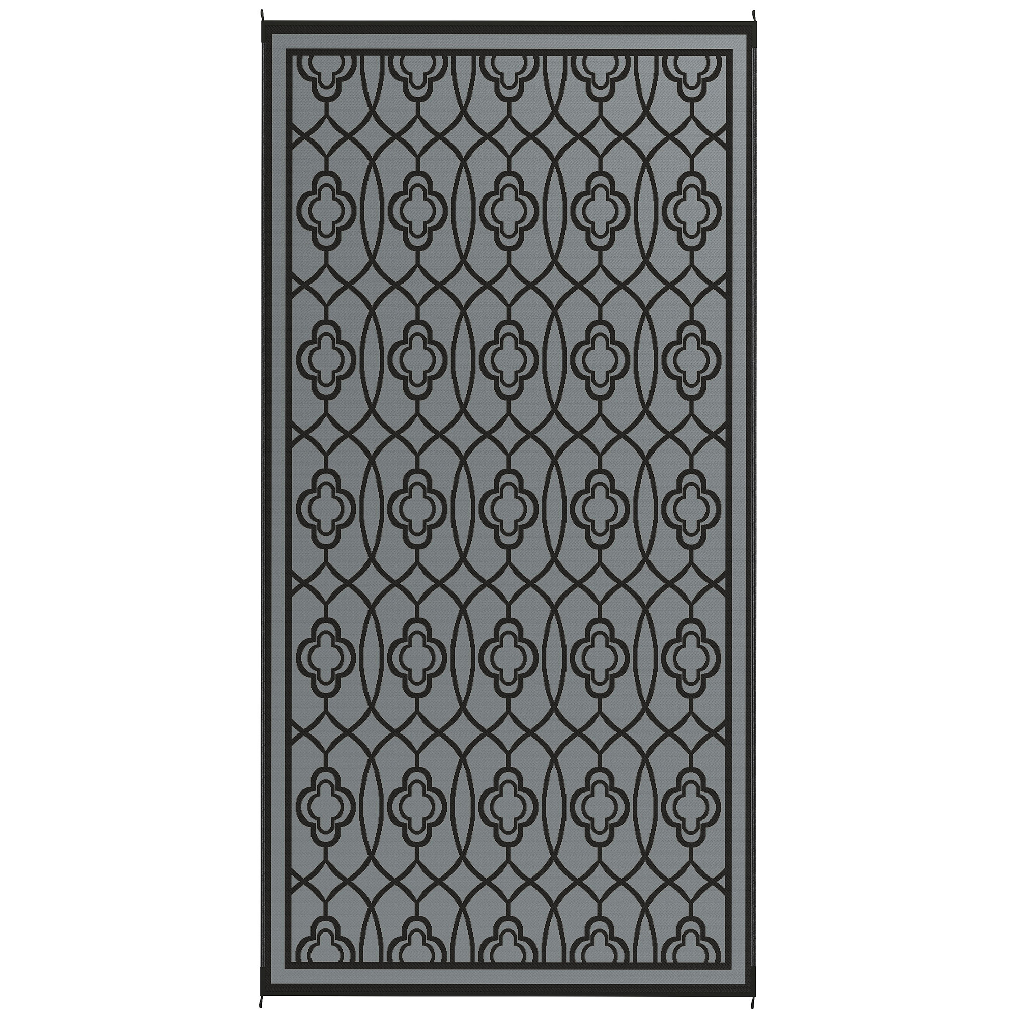 Tapis extérieur réversible 9x18 noir gris lanterne