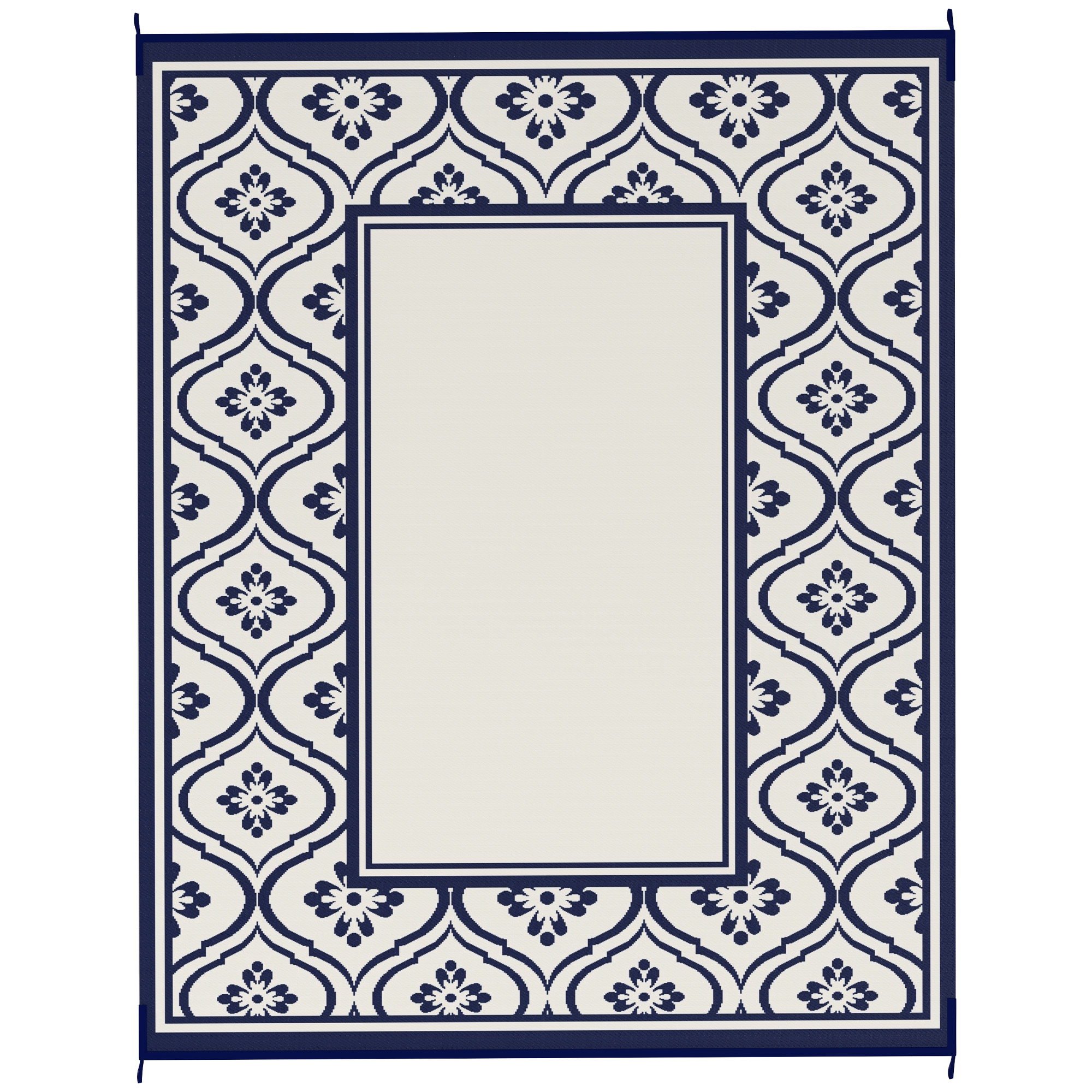 Tapis extérieur réversible imperméable 8x10 bleu blanc