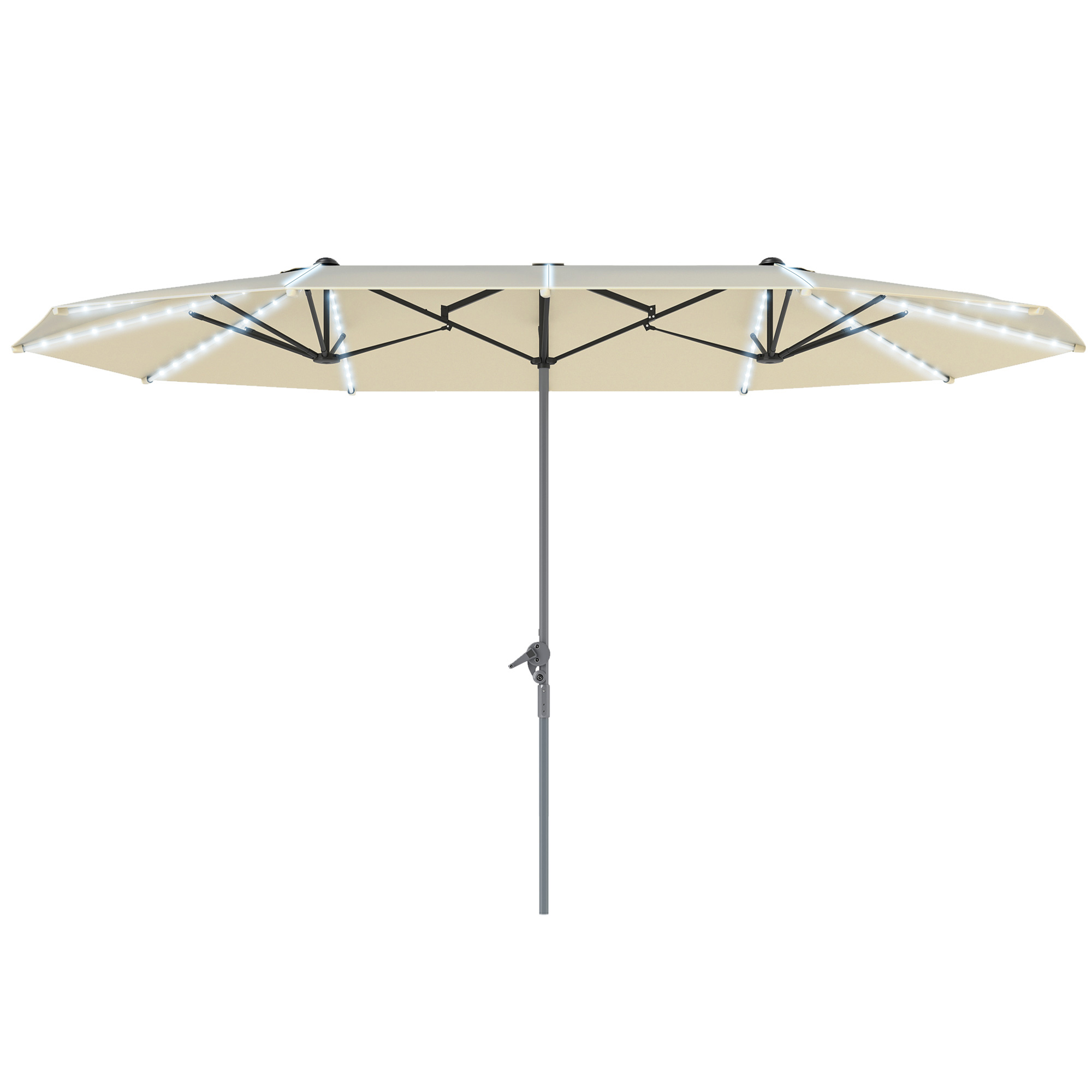 Parapluie terrasse 15 pi double face lumières solaires