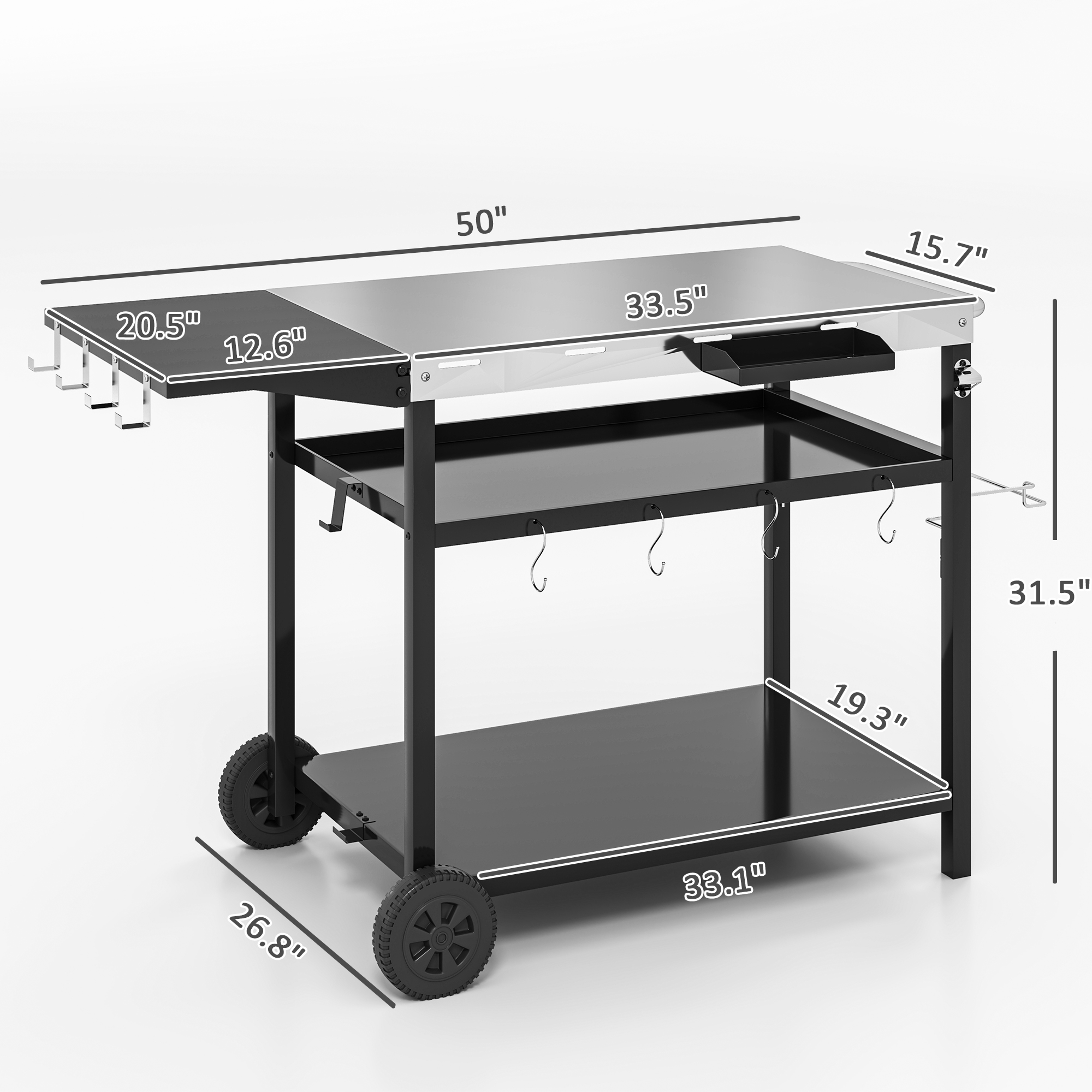 Chariot bar extérieur acier inoxydable, rangement