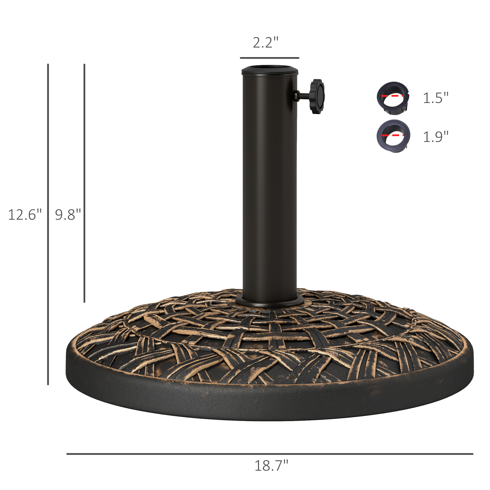 Base parapluie 19 po béton 12 kg, bronze