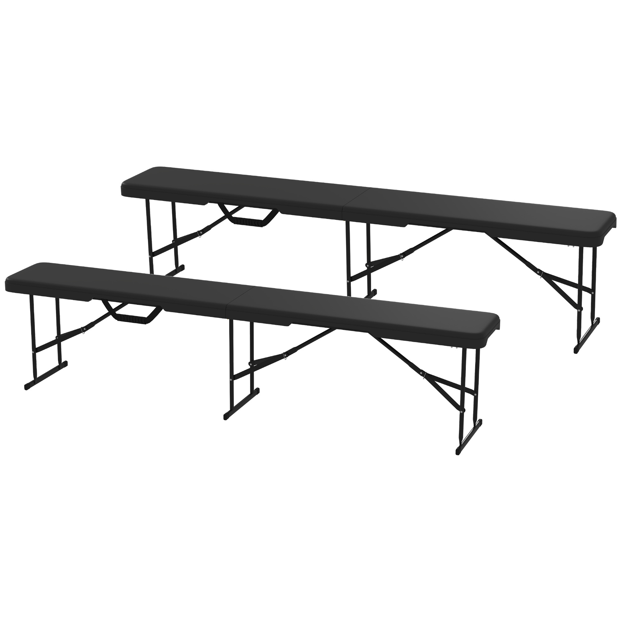 2 bancs pliants portables 6 pi plastique poignée camping noir
