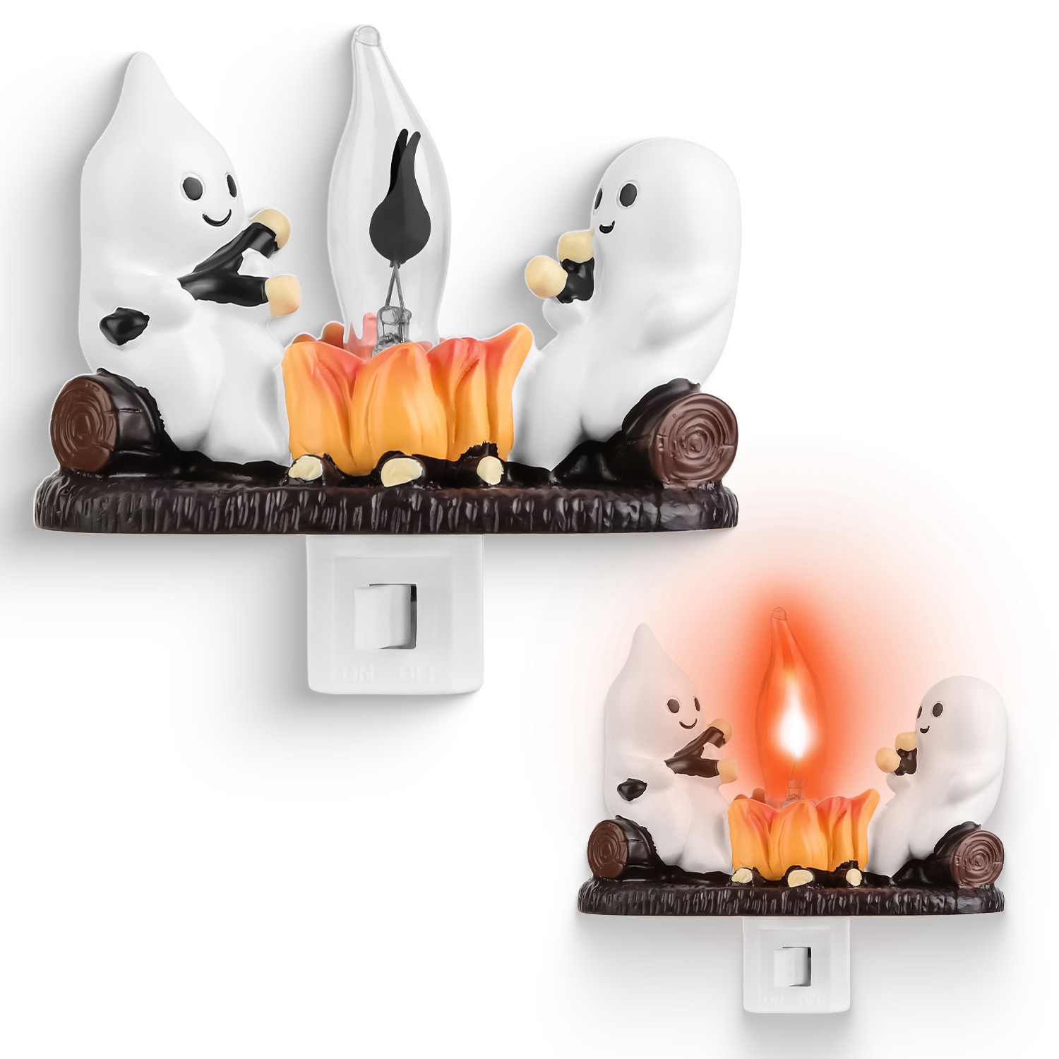 2Pcs veilleuse fantôme feu de camp Halloween 3D
