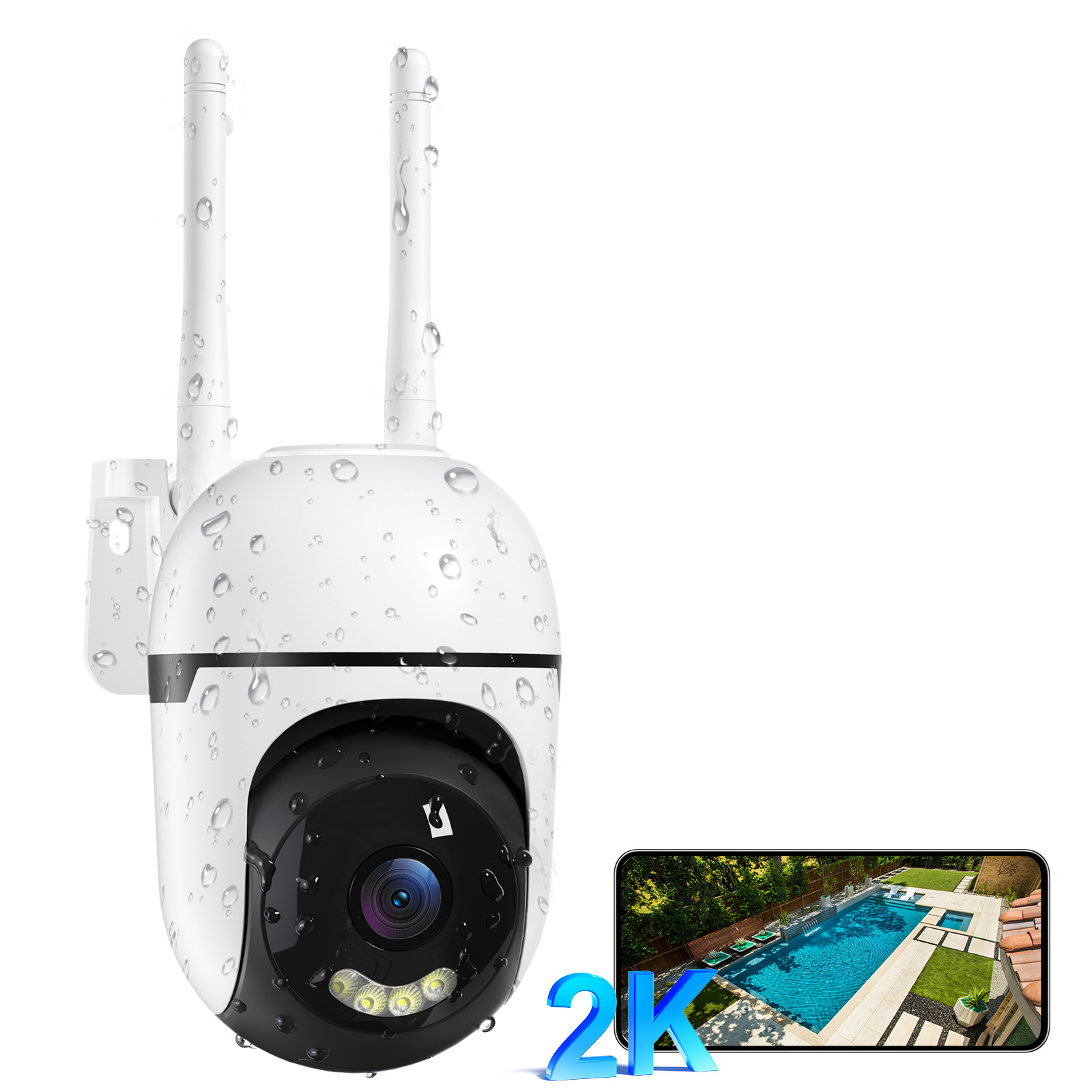 Mini caméra WiFi PTZ 3MP intérieur-extérieur avec câble