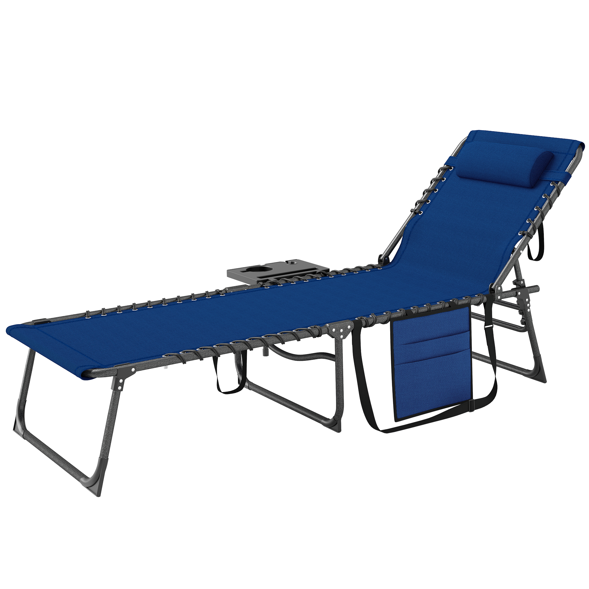 Chaise longue patio 5 positions bleu foncé