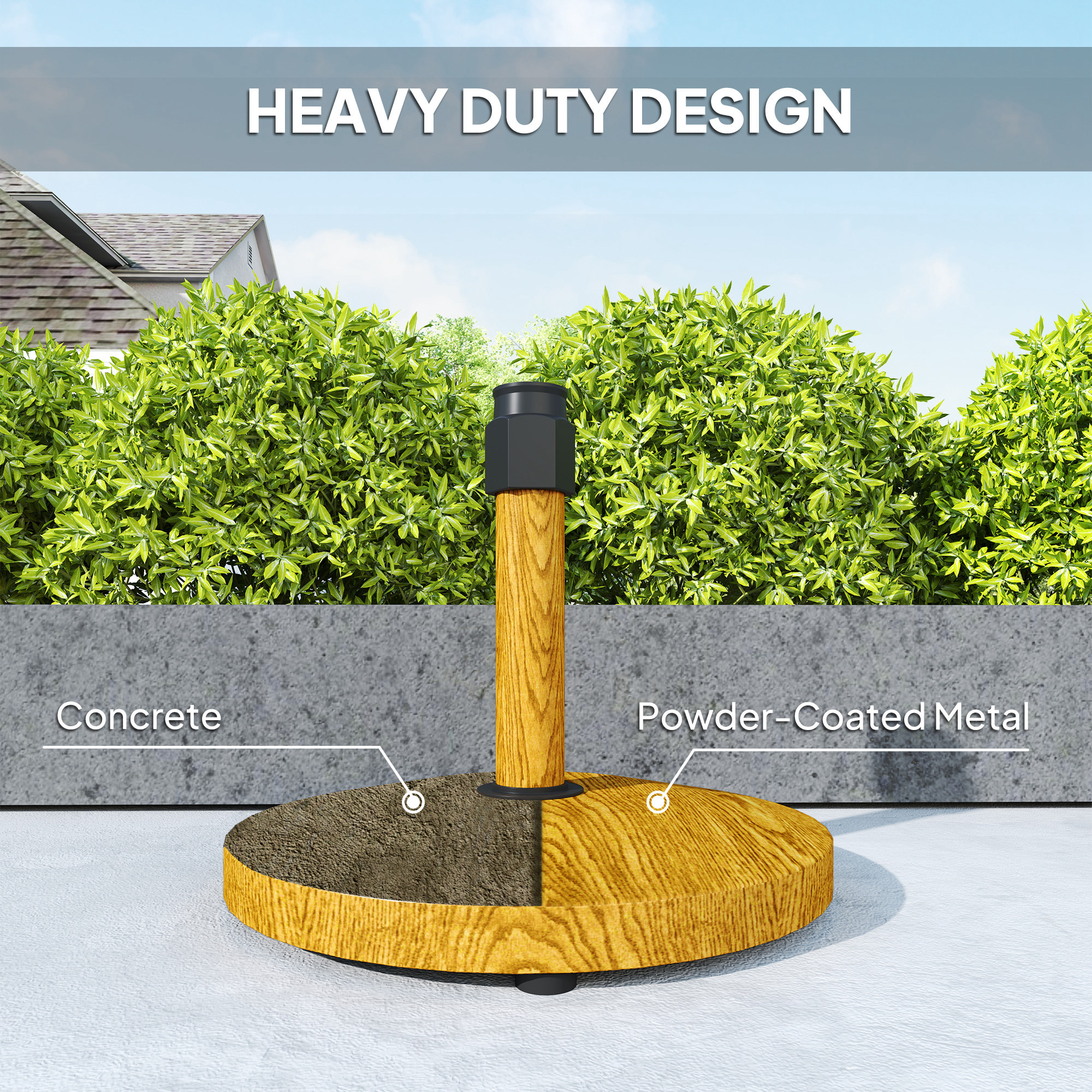 Base parapluie terrasse bois lourd ajustable jardin
