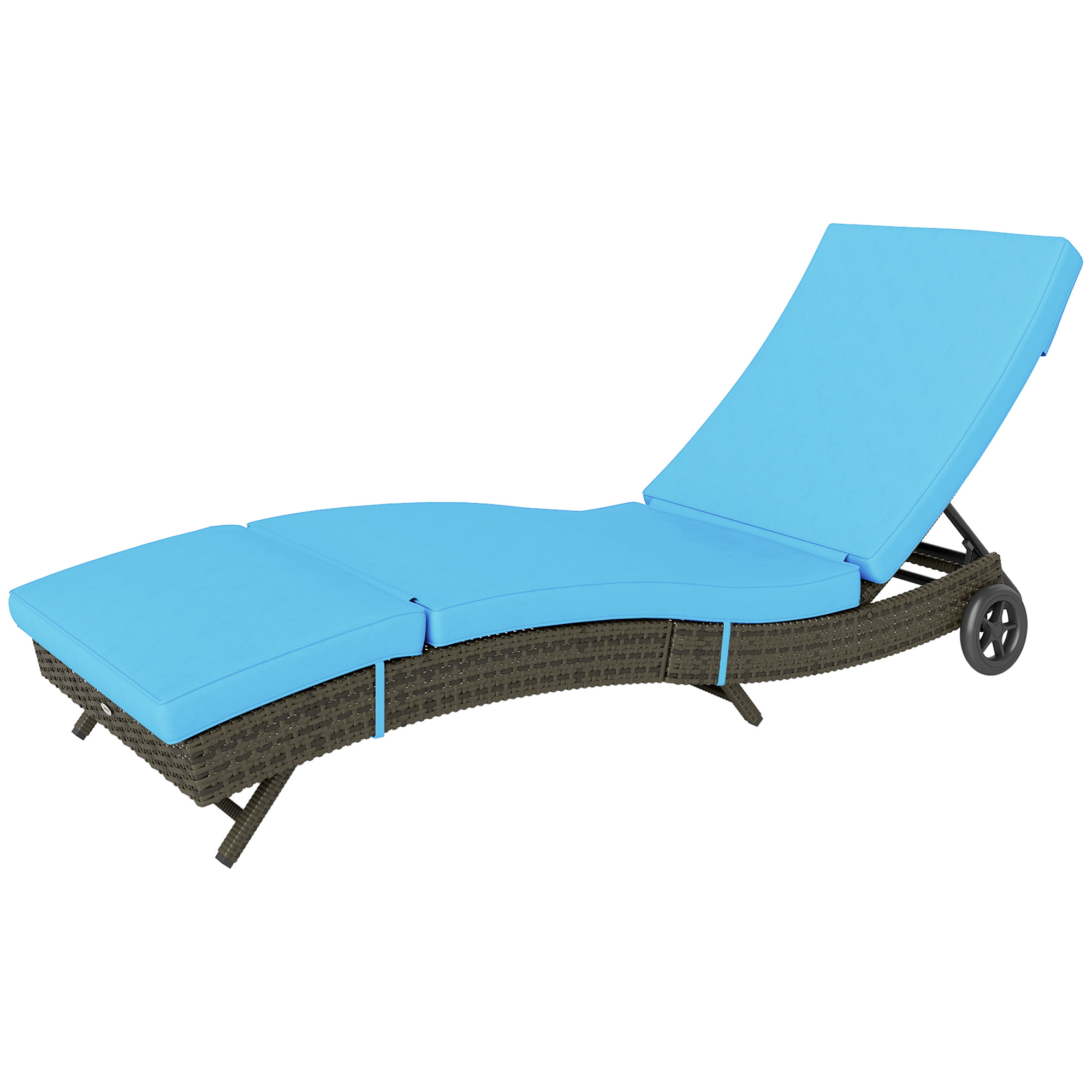 Chaise longue rotin PE patio, dossier ajustable