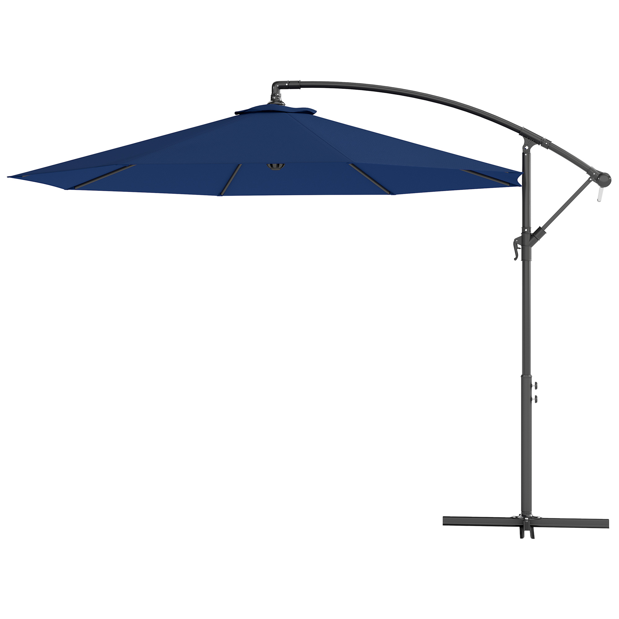 Parapluie parasol 10 pi, offset, base poids exclu, bleu marine