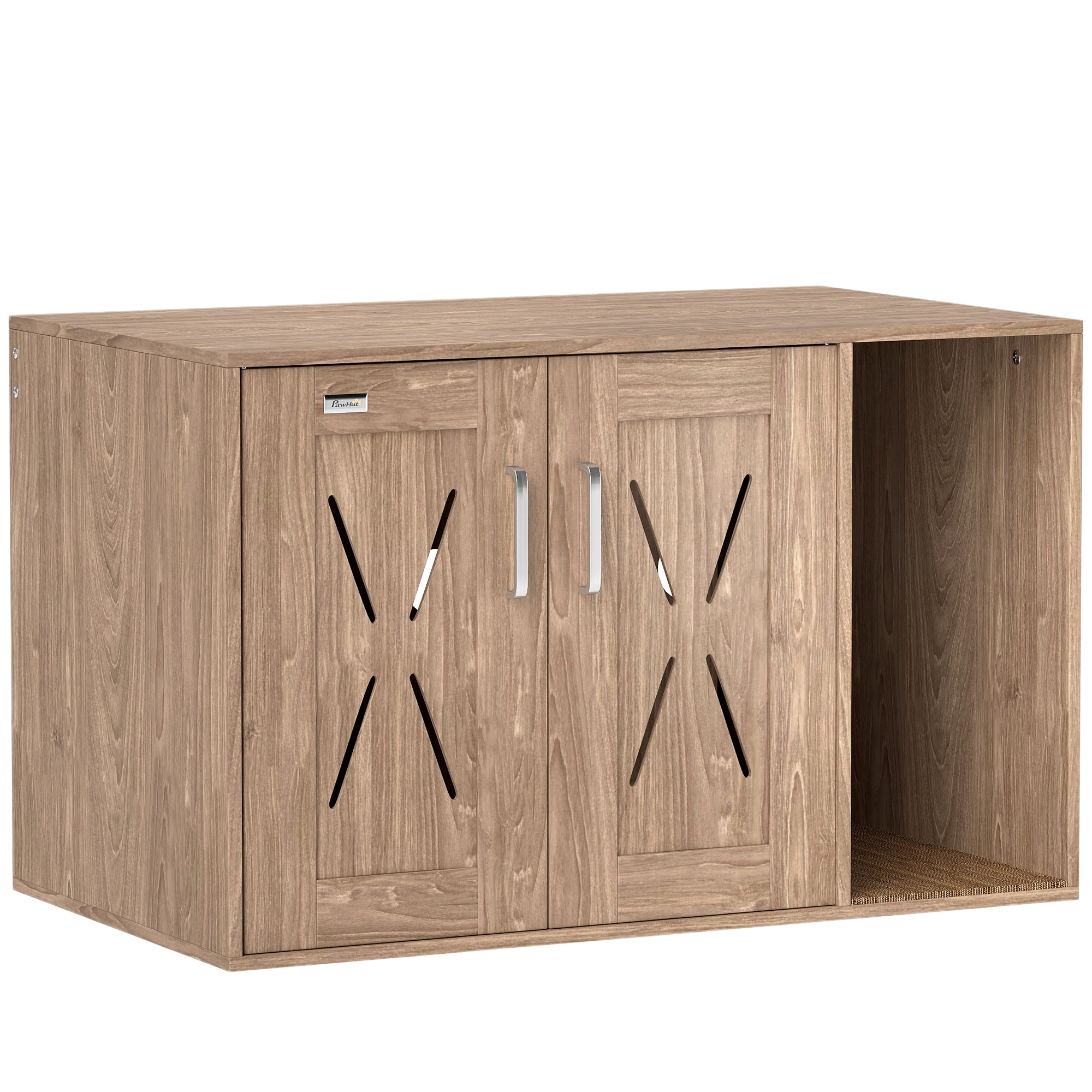 Enclos litière chat grattoir table, 31.5x19x20 brun