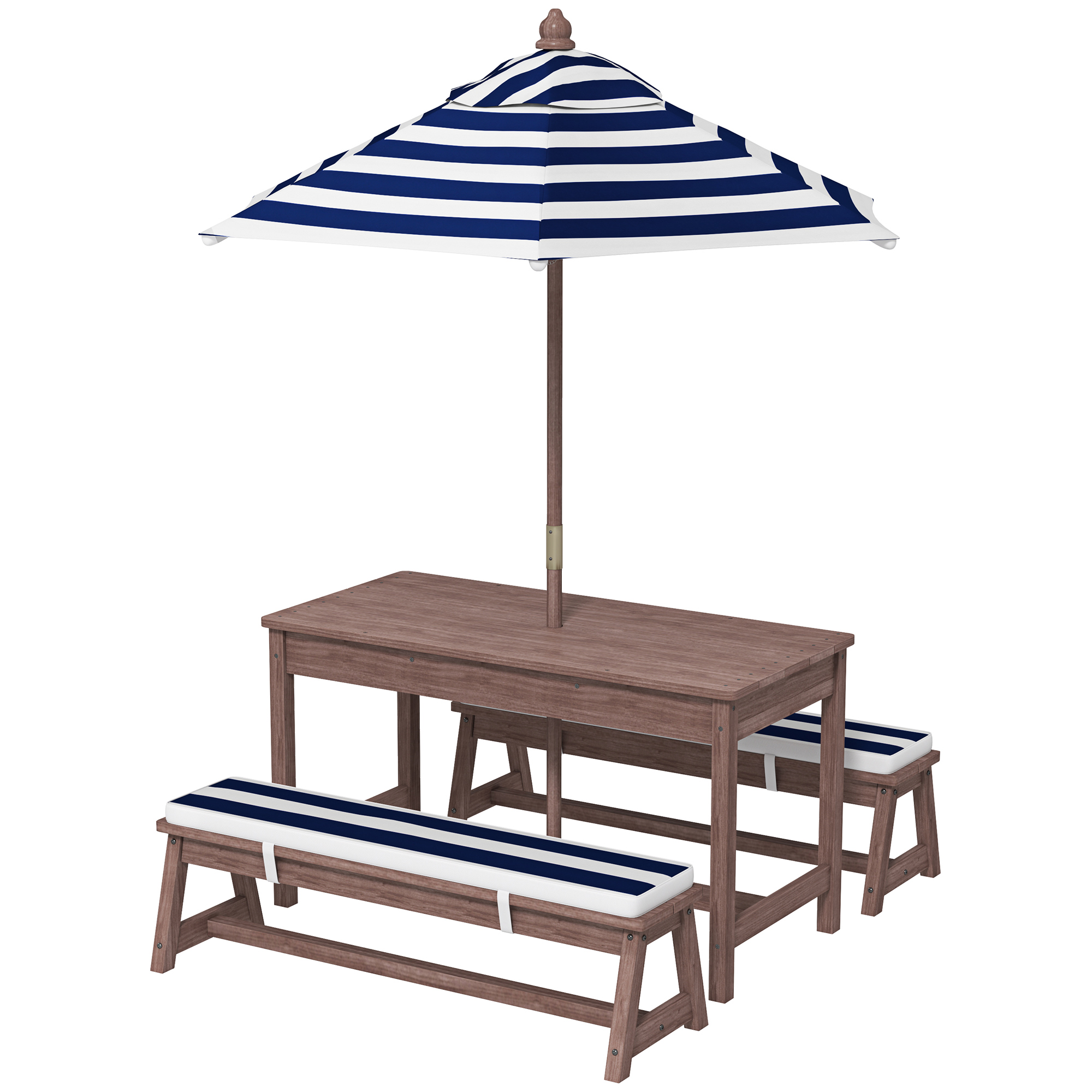 Table pique-nique enfant bois avec parasol, bleu marine
