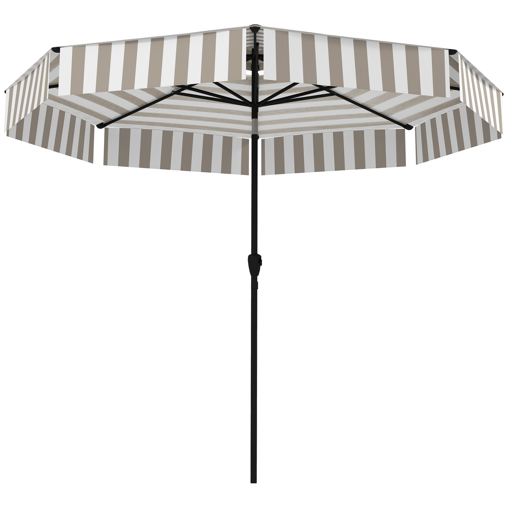Parasol patio 8,6pi, marché, 2 étages, manivelle, gris clair