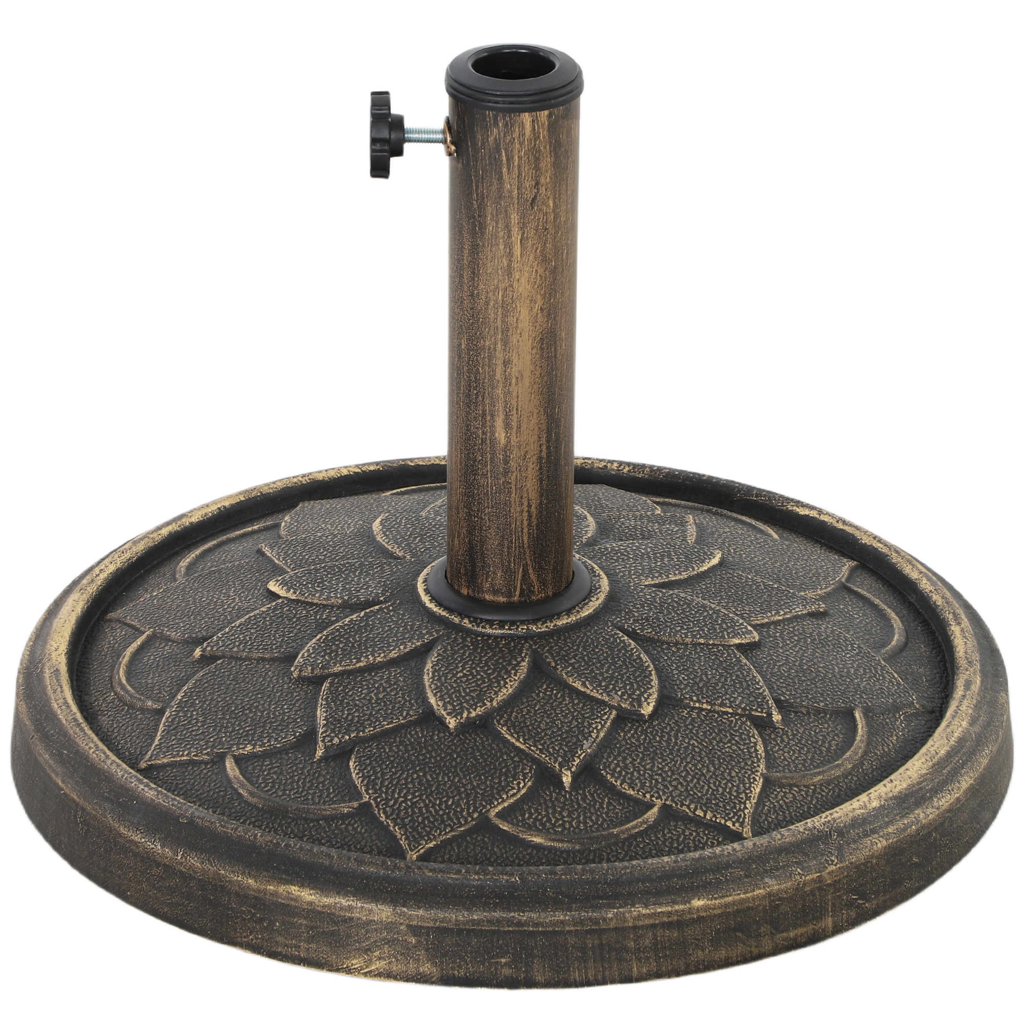 Base parapluie patio 26 lbs résine bronze 1,3-1,9 po pôles