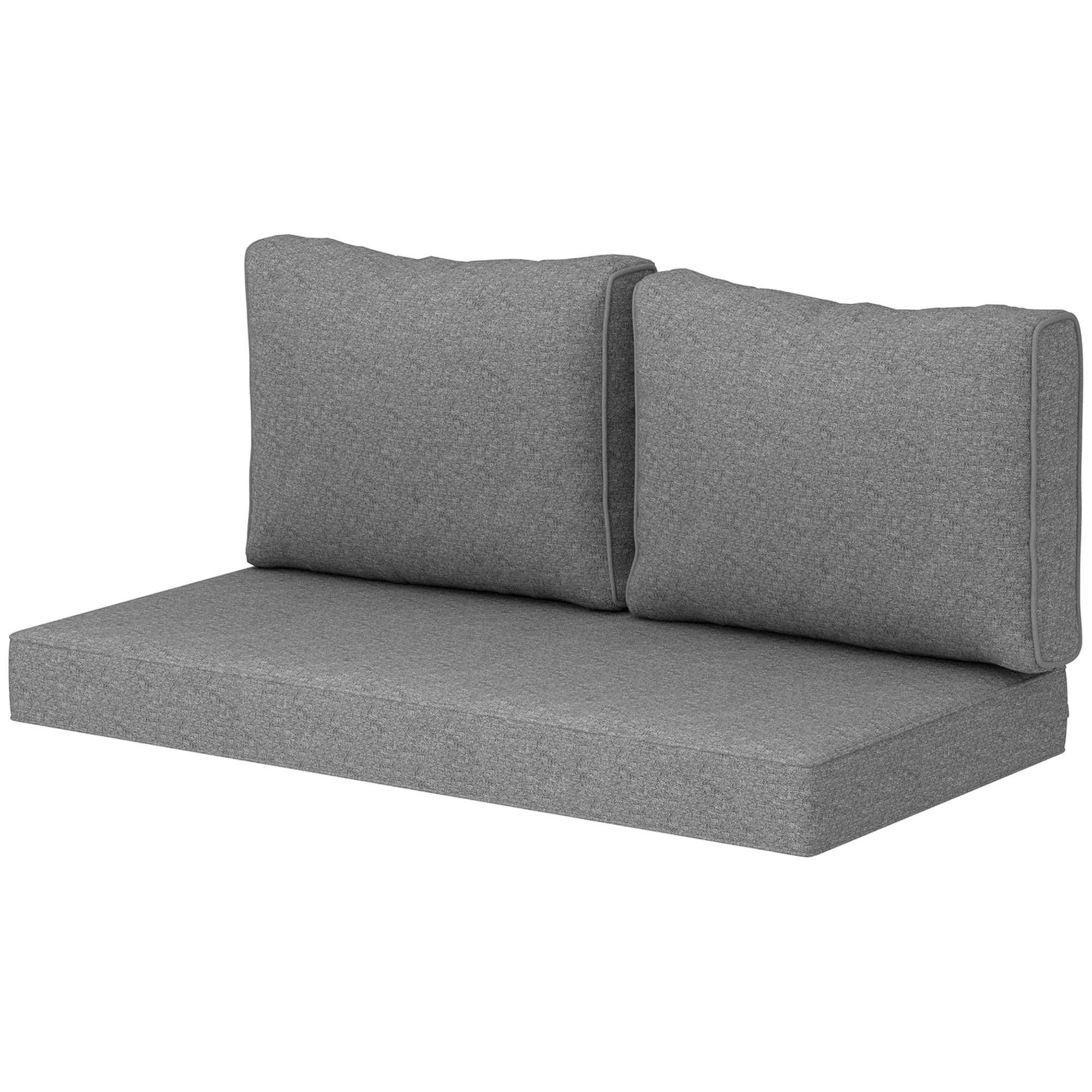Coussins patio 2 places 46x26x5 po, mousse épaisse, gris résistant