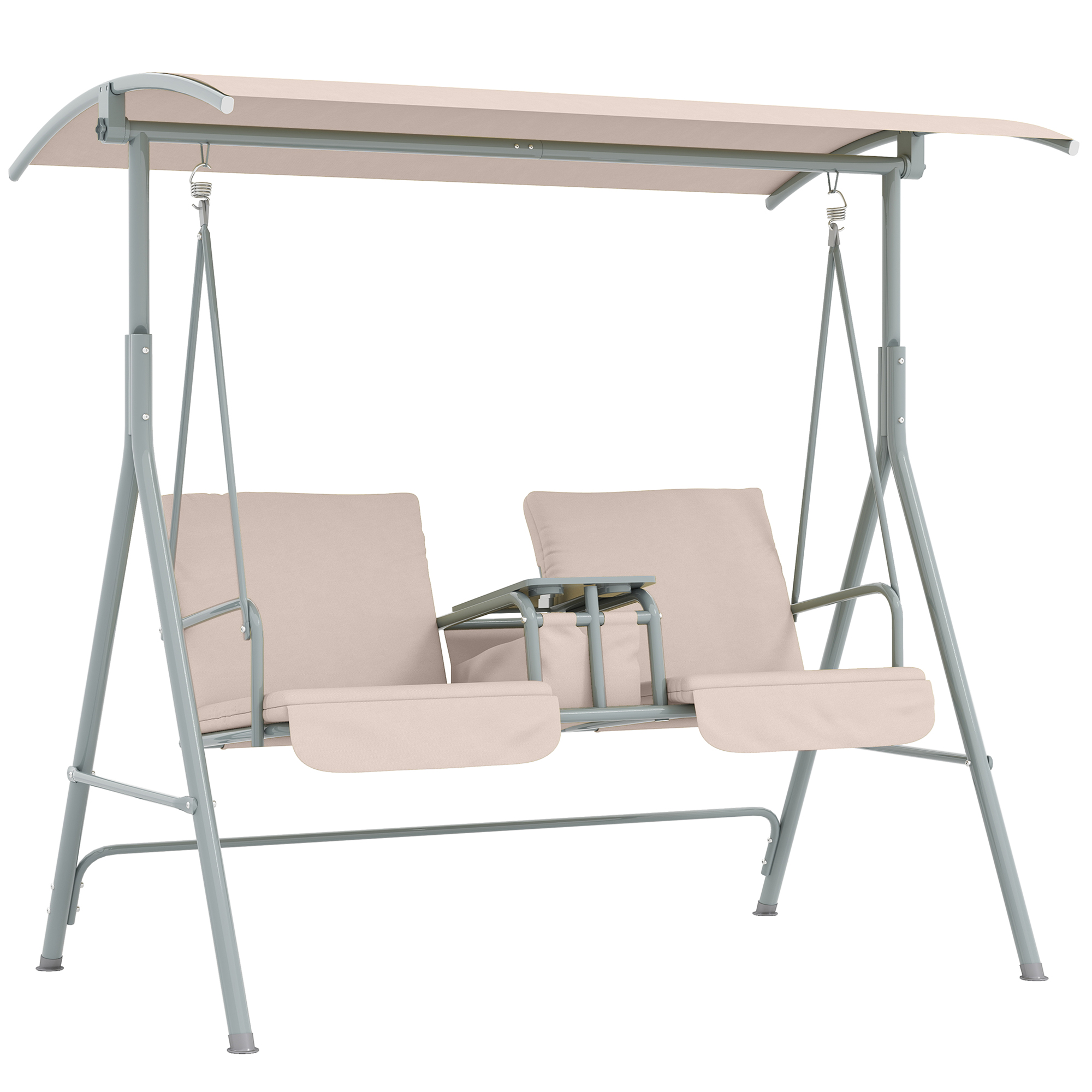 Balançoire patio 2 places auvent table, beige, jardin