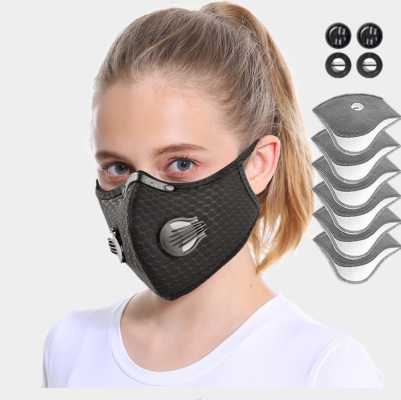 Masque sport cyclisme filtre carbone actif soupapes