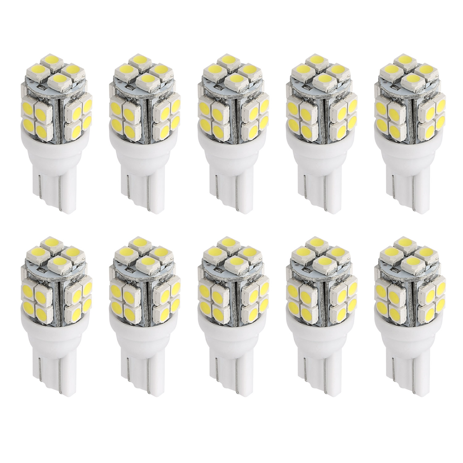 10 Ampoules LED T10 12V Base Coin Blanc 6000K Intérieur Coffre