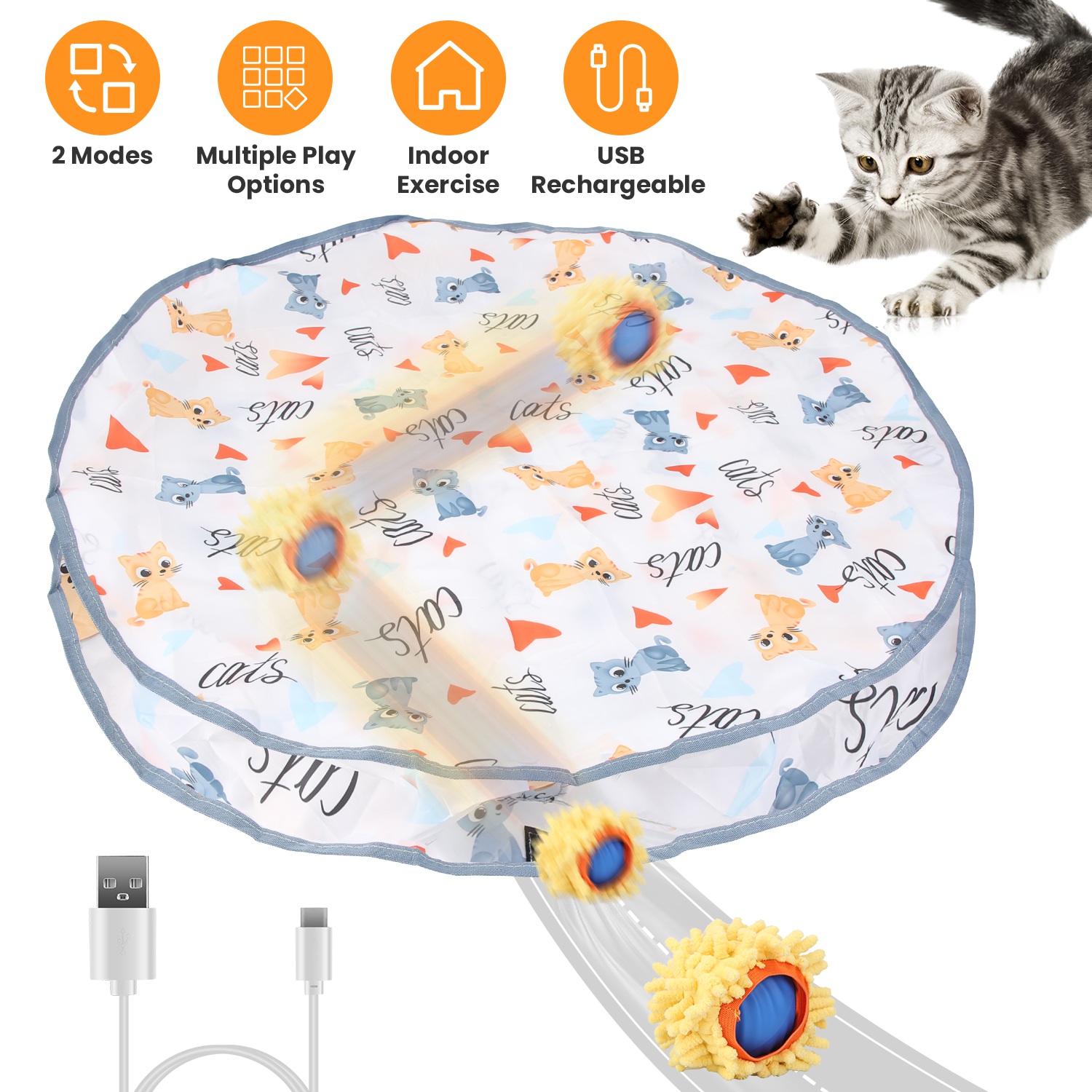 Jouet balle chat rechargeable détecteur mouvement souris