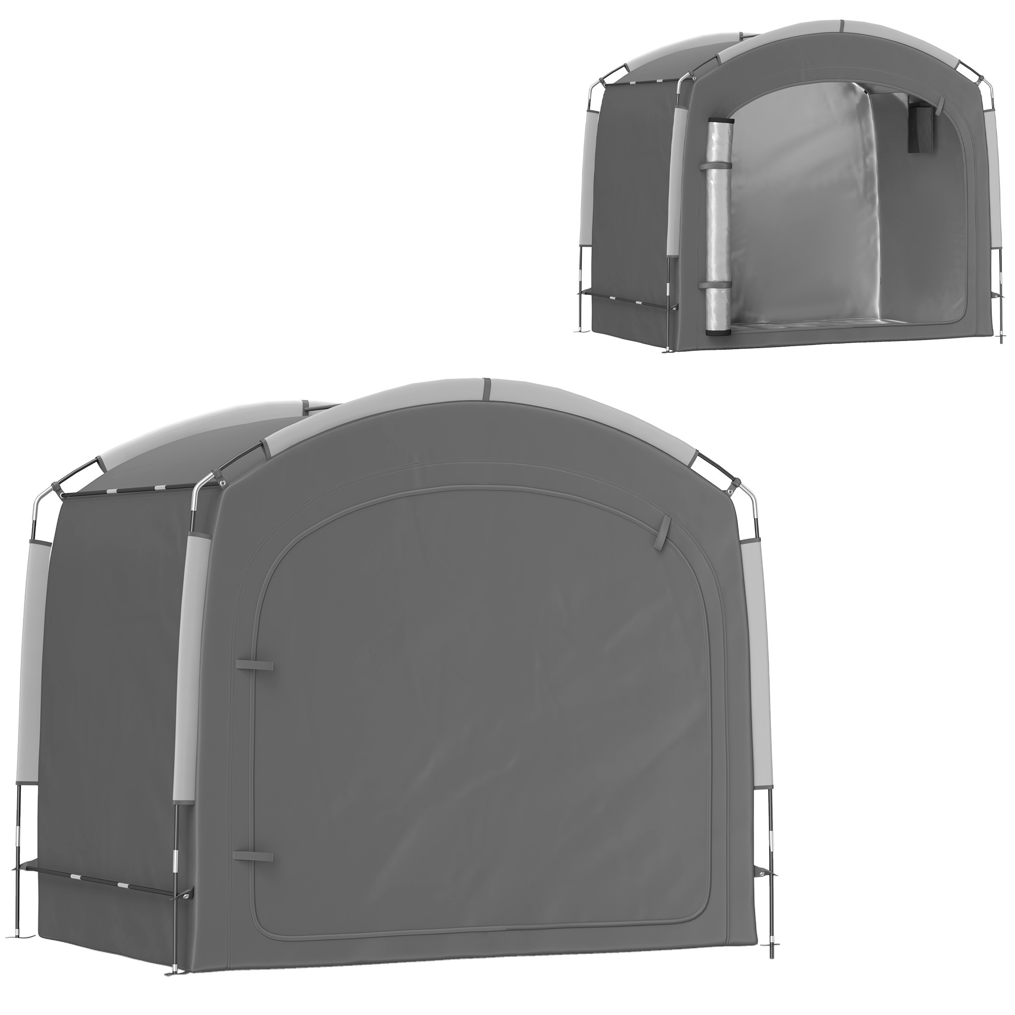 Abri rangement vélo portable imperméable gris, 3-4 vélos