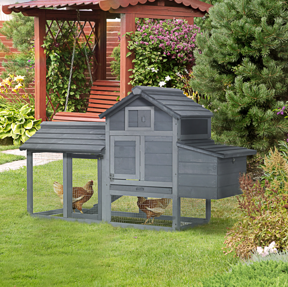 Kit poulailler 59po bois massif aération gris